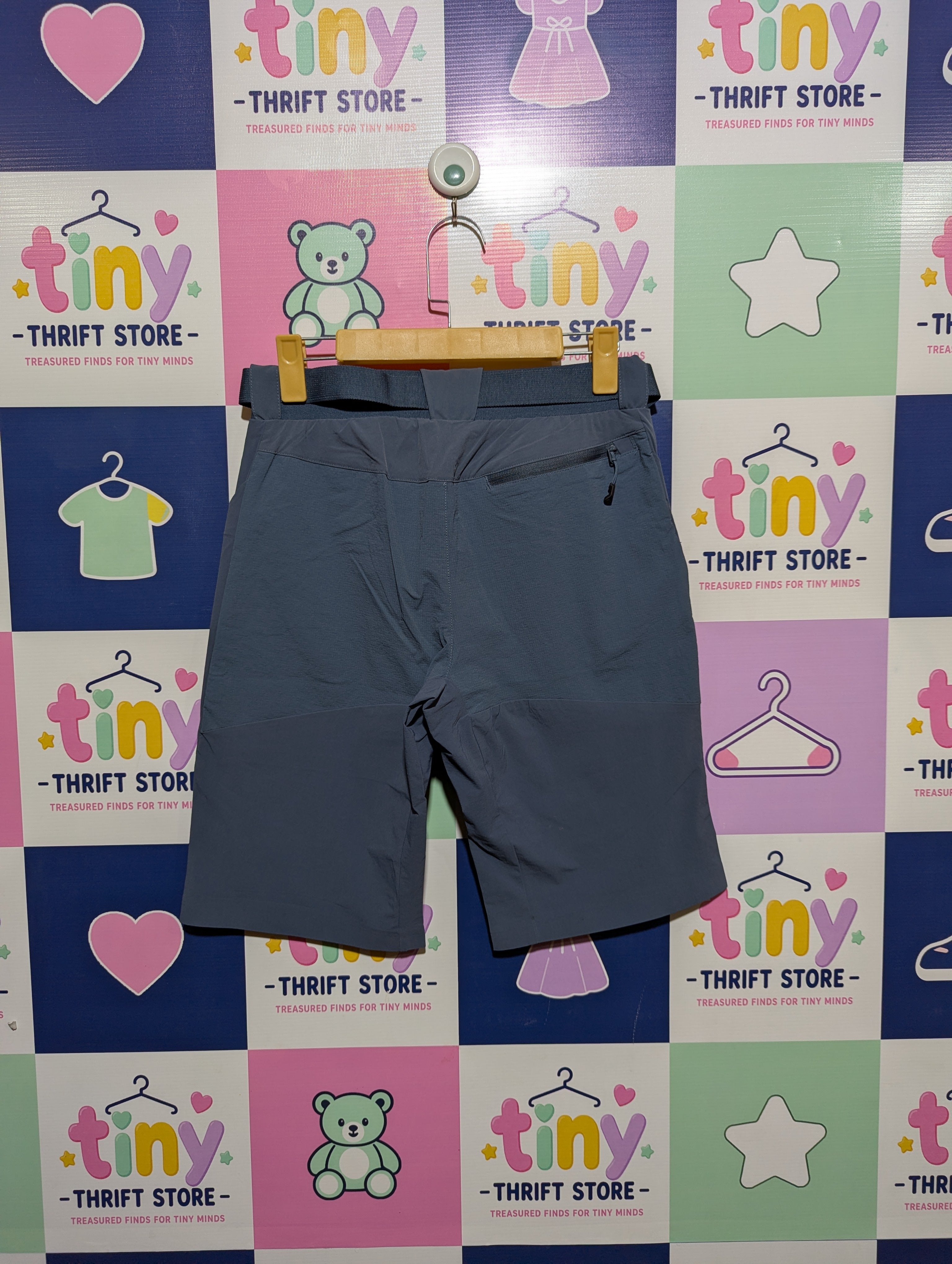Quechua Decathlon Boys Slate Blue Quick-Dry Hiking Trekking Shorts with Belt - Size 170/72A Estimated Age 14-15 Years AB1