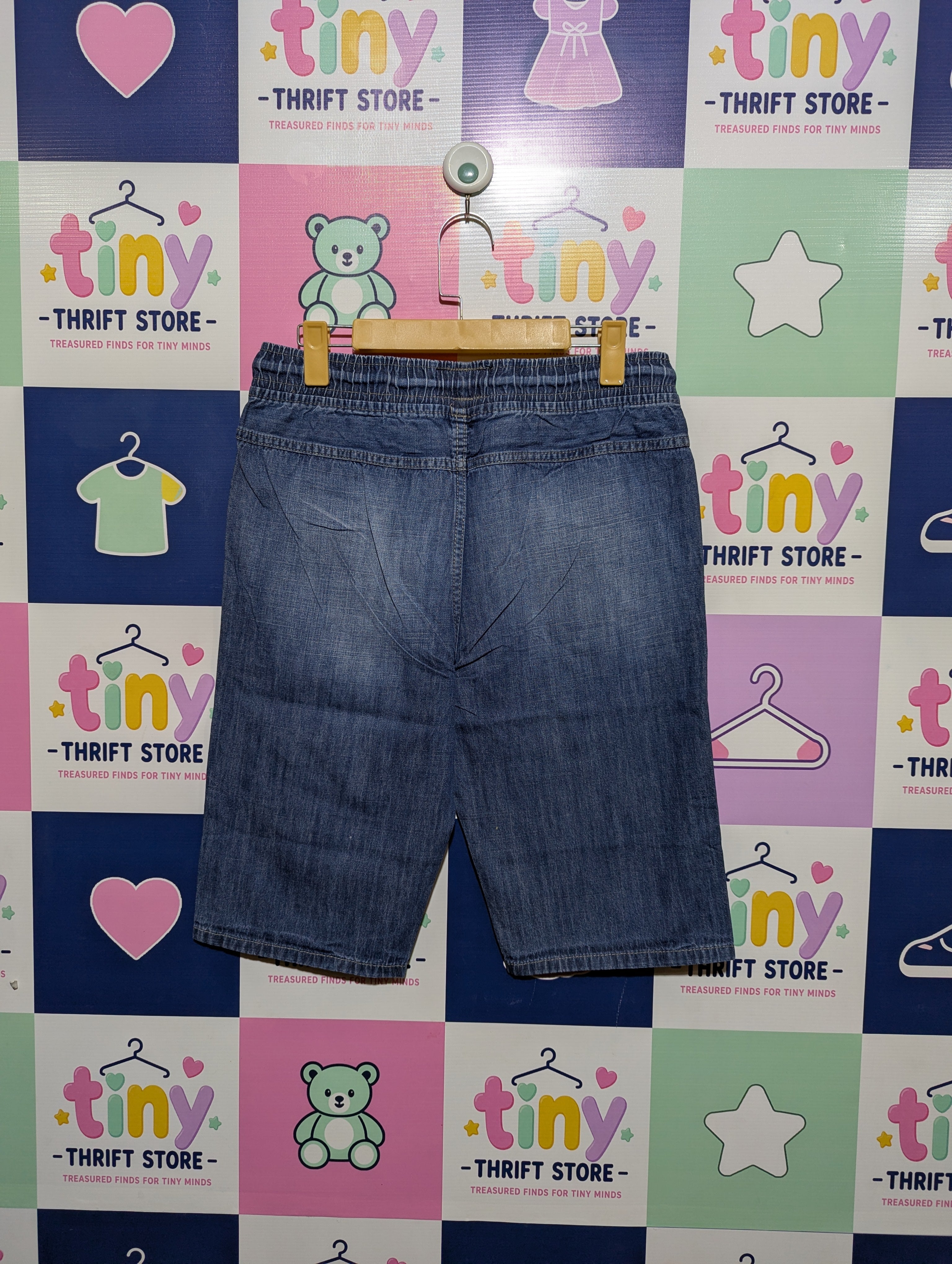 Here+There C&A Boys Medium Wash Elastic Waist Denim Shorts - Size 164 Estimated Age 13-14 Years AB1