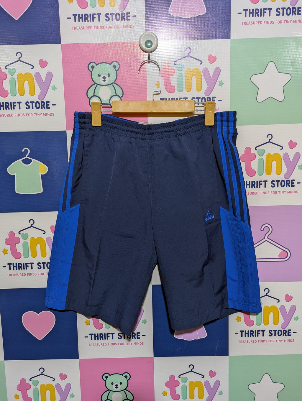 Adidas Boys Navy Blue & Royal Blue Athletic Performance Shorts - Size XL (15-16Y) Estimated Age 15-16 Years AB1