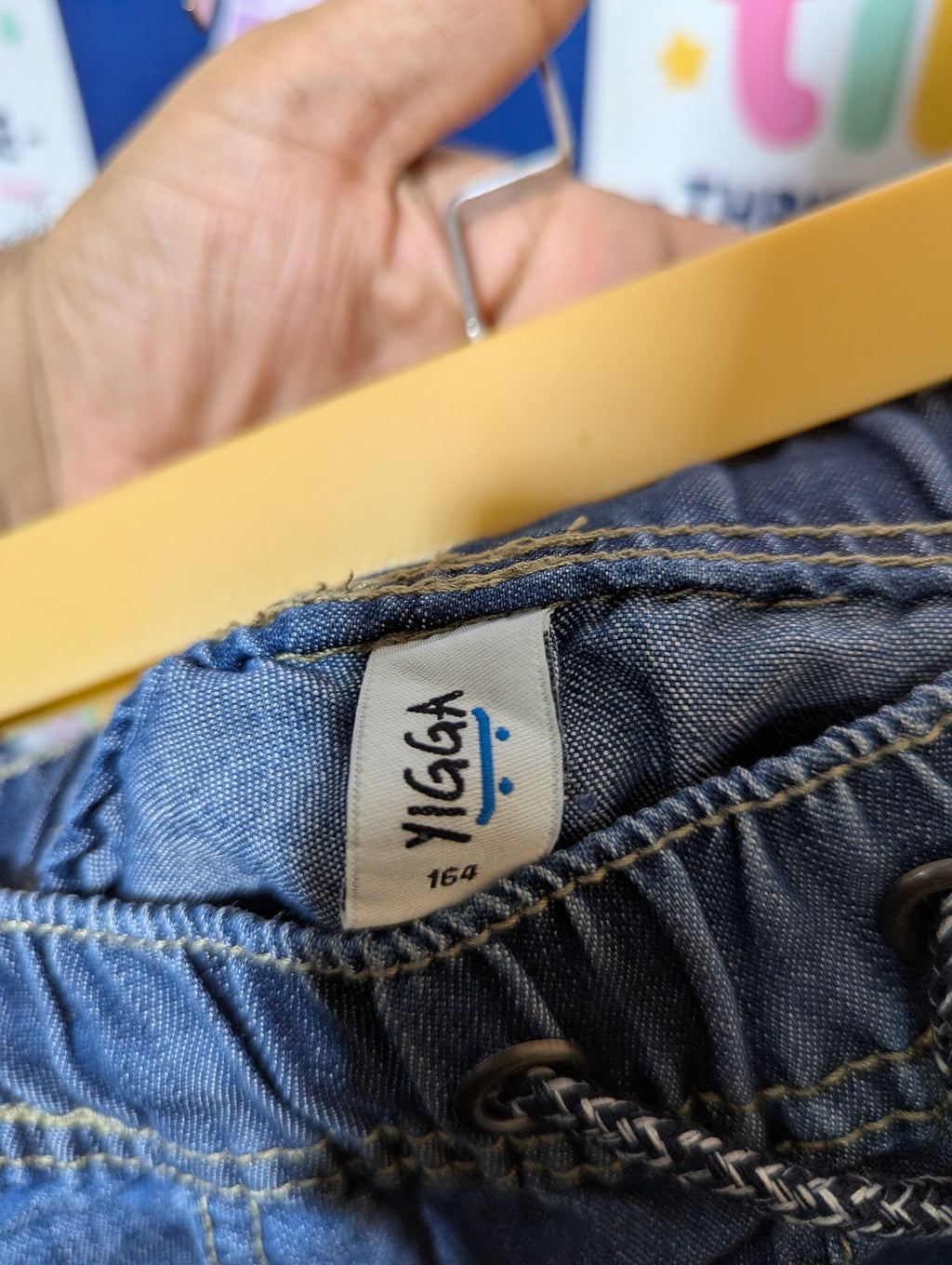 Yigga Boys Blue Denim Casual Elastic Waist Shorts - Size 164 Estimated Age 13-14 Years AB1