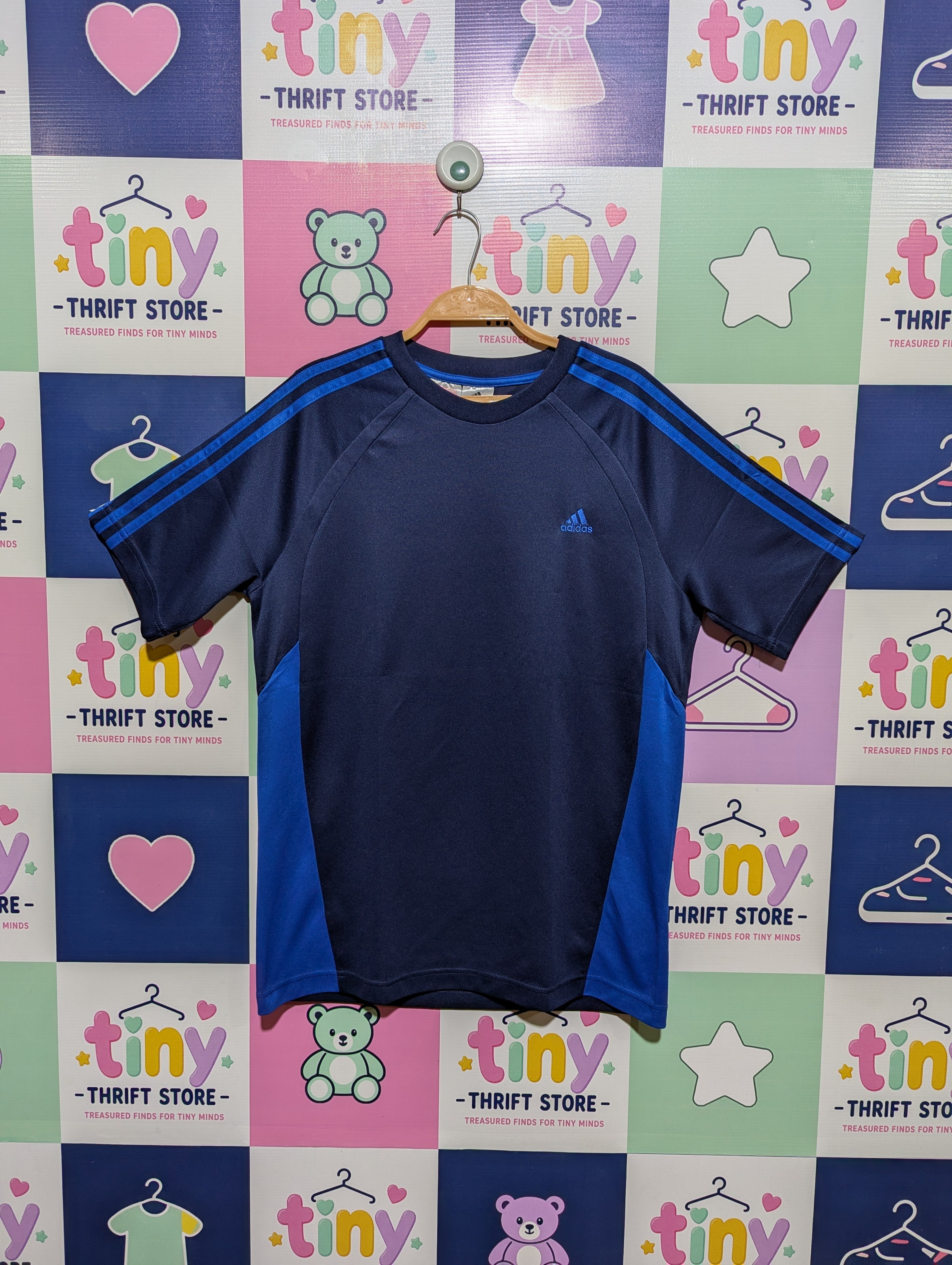 Adidas Boys Navy Blue & Royal Blue Athletic Short Sleeve Tee - Size XL (15-16Y) AB1