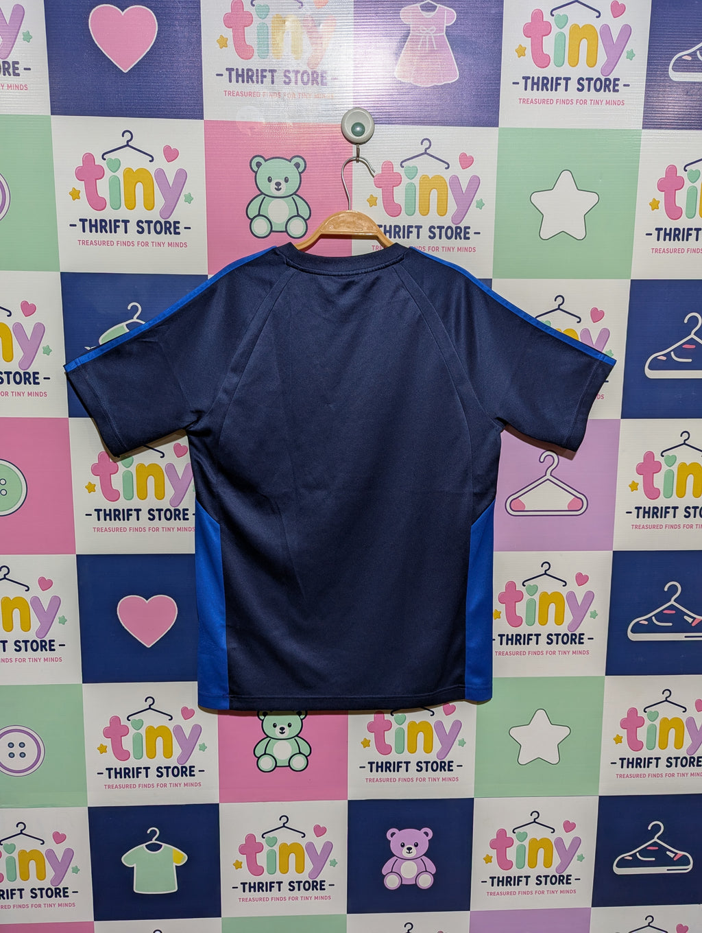 Adidas Boys Navy Blue & Royal Blue Athletic Short Sleeve Tee - Size XL (15-16Y) AB1