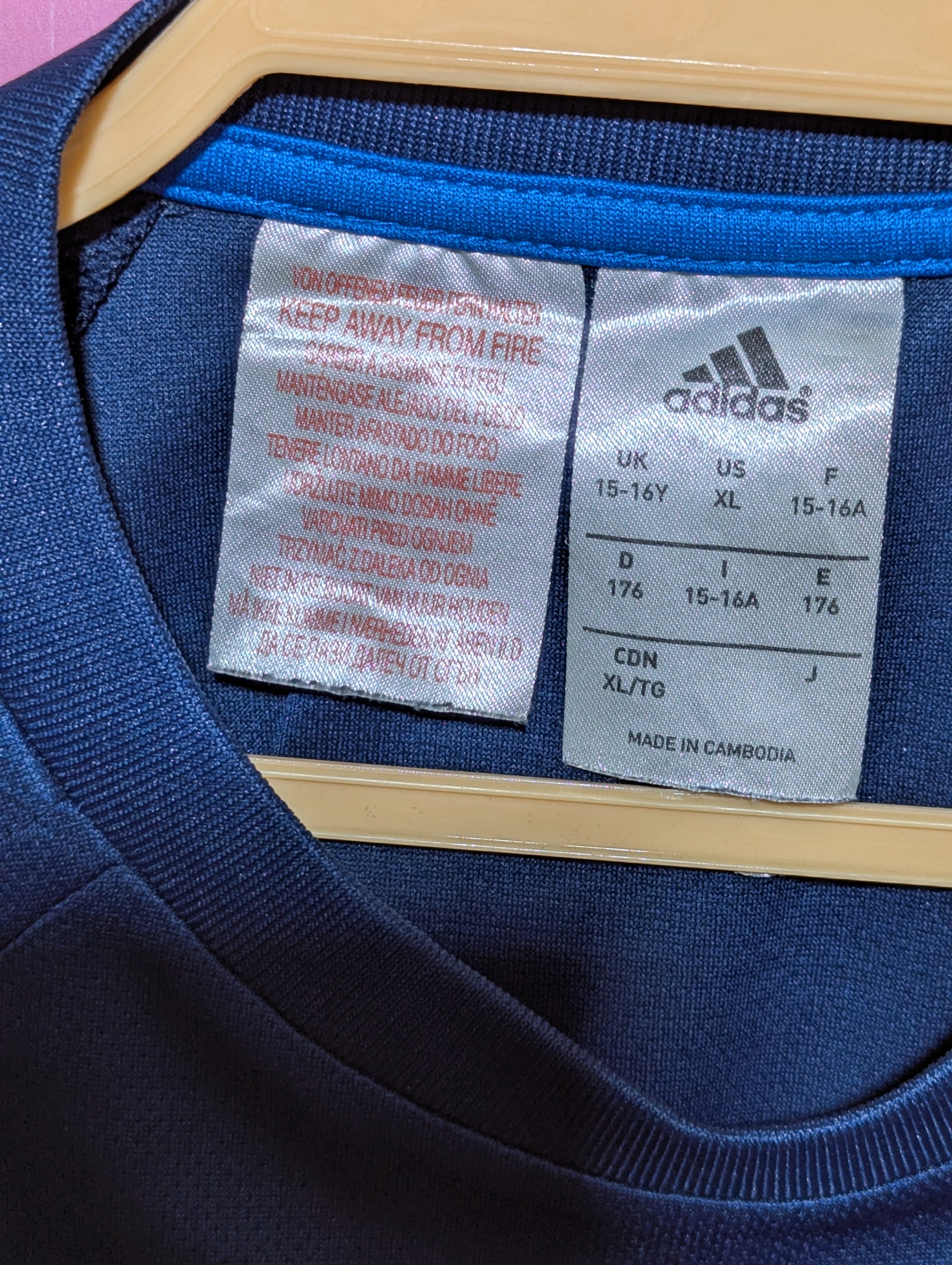 Adidas Boys Navy Blue & Royal Blue Athletic Short Sleeve Tee - Size XL (15-16Y) AB1