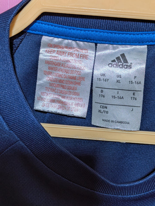 Adidas Boys Navy Blue & Royal Blue Athletic Short Sleeve Tee - Size XL (15-16Y) AB1
