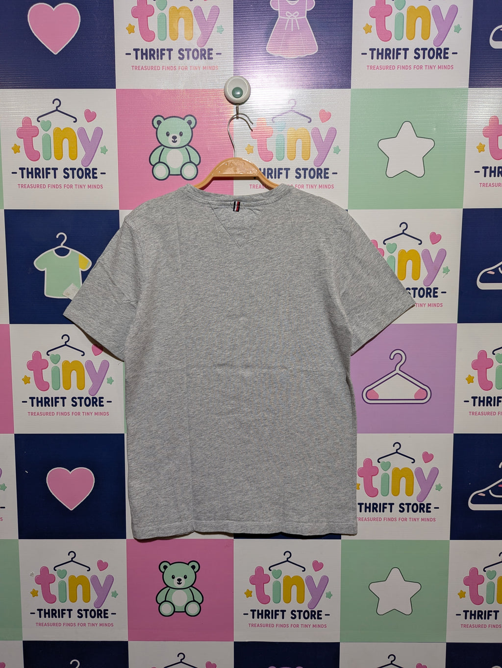 Tommy Hilfiger Boys Organic Cotton Heather Grey Tee - Size 164 (Estimated Age 14-16) AB1