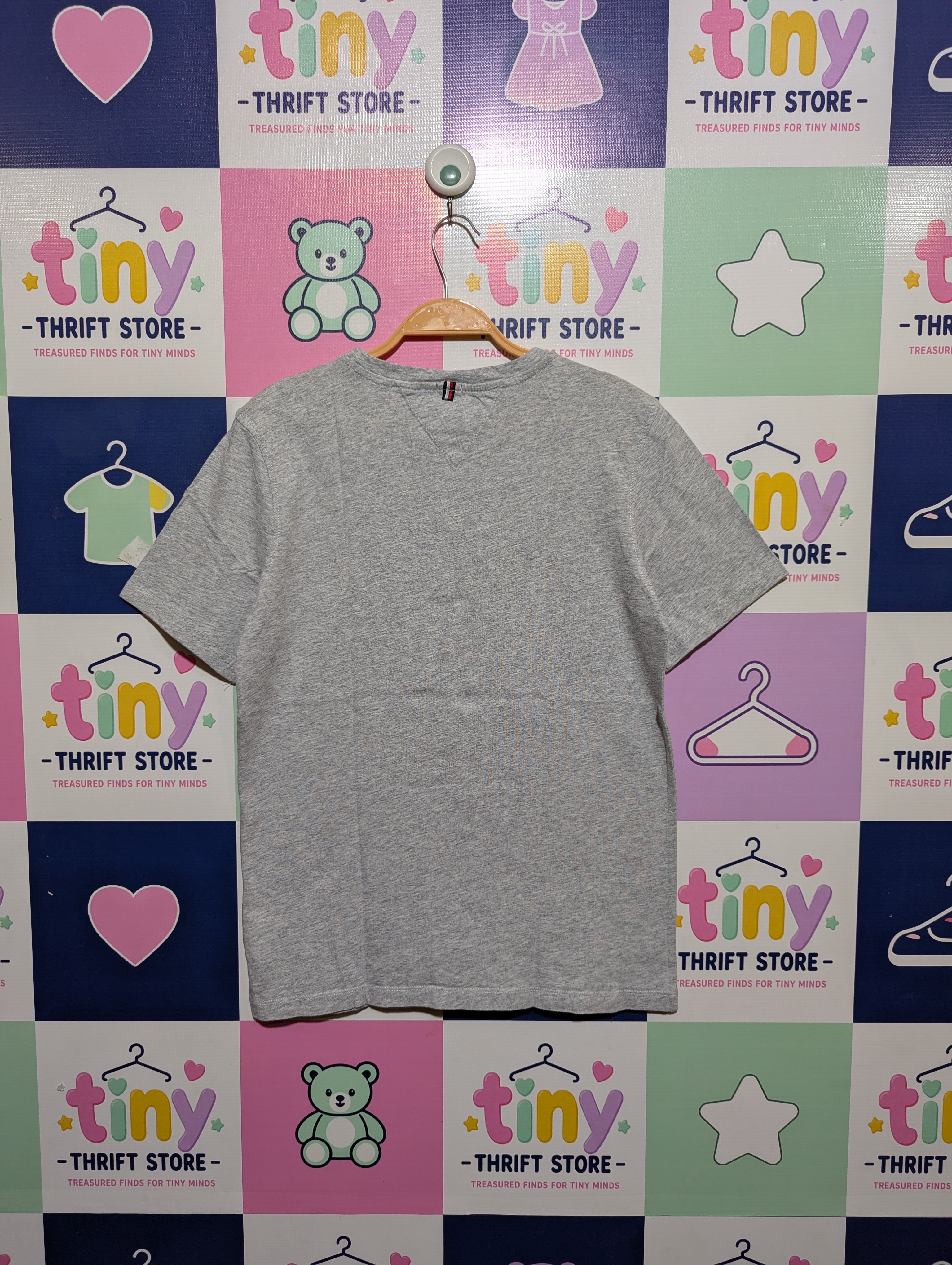 Tommy Hilfiger Boys Organic Cotton Heather Grey Tee - Size 164 (Estimated Age 14-16) AB1