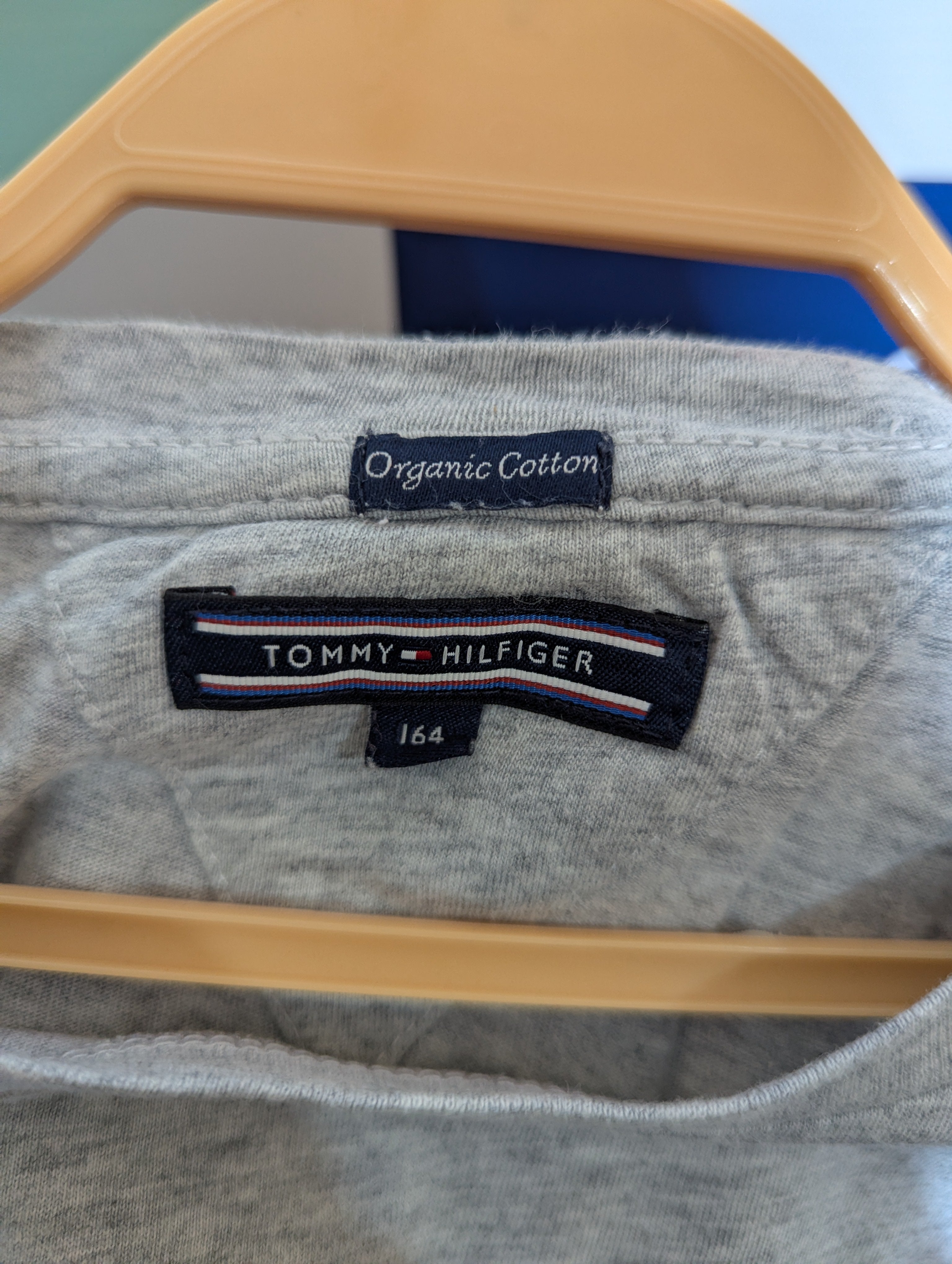 Tommy Hilfiger Boys Organic Cotton Heather Grey Tee - Size 164 (Estimated Age 14-16) AB1