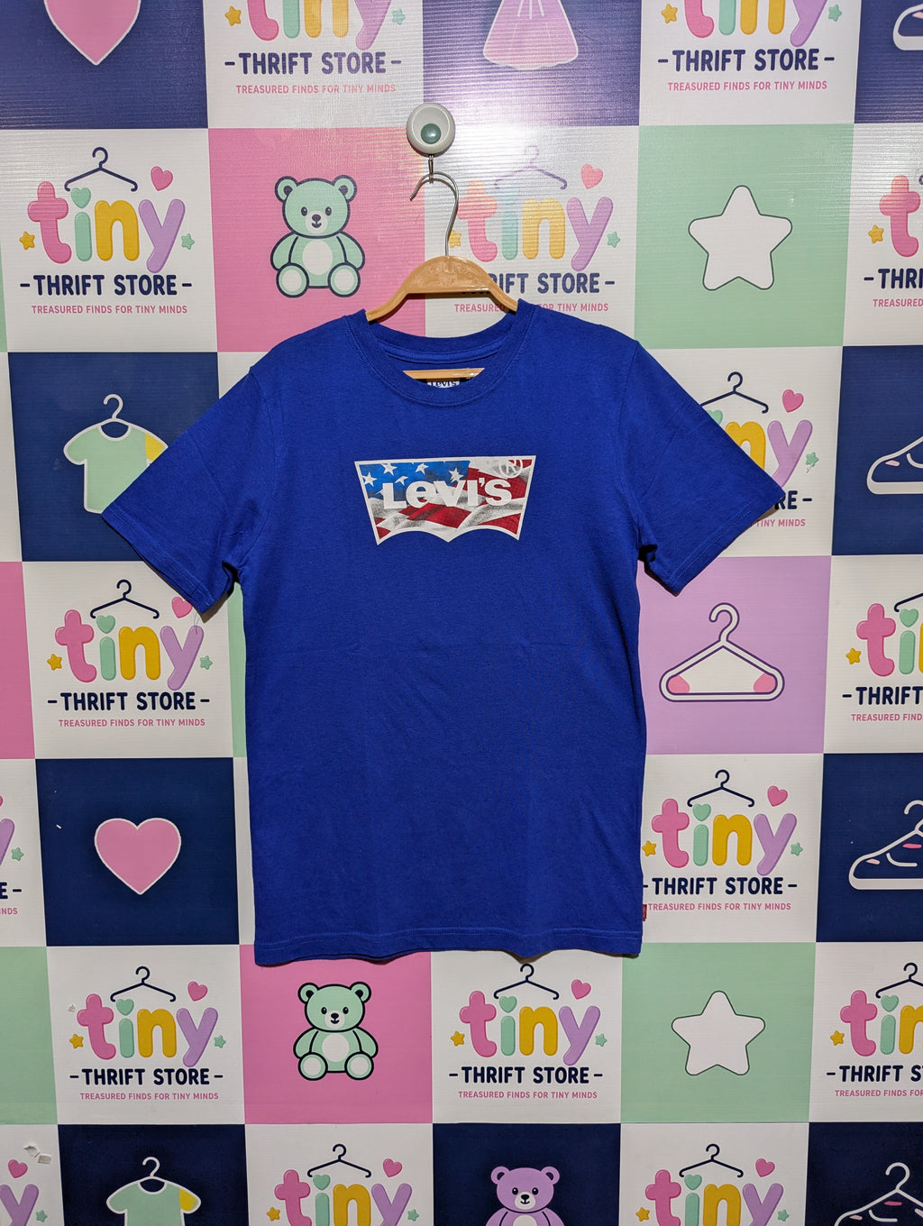 Levi's Boys Royal Blue "American Flag Logo" Graphic Tee - Size 14/16 (Estimated Age 14-16) AB1