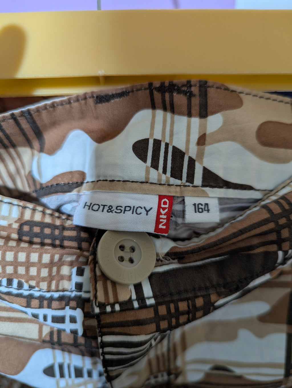HOT&SPICY Boys Earth-Tone Camouflage Plaid Cargo Shorts - Size 164 (Estimated Age 13-14 Years) AB1