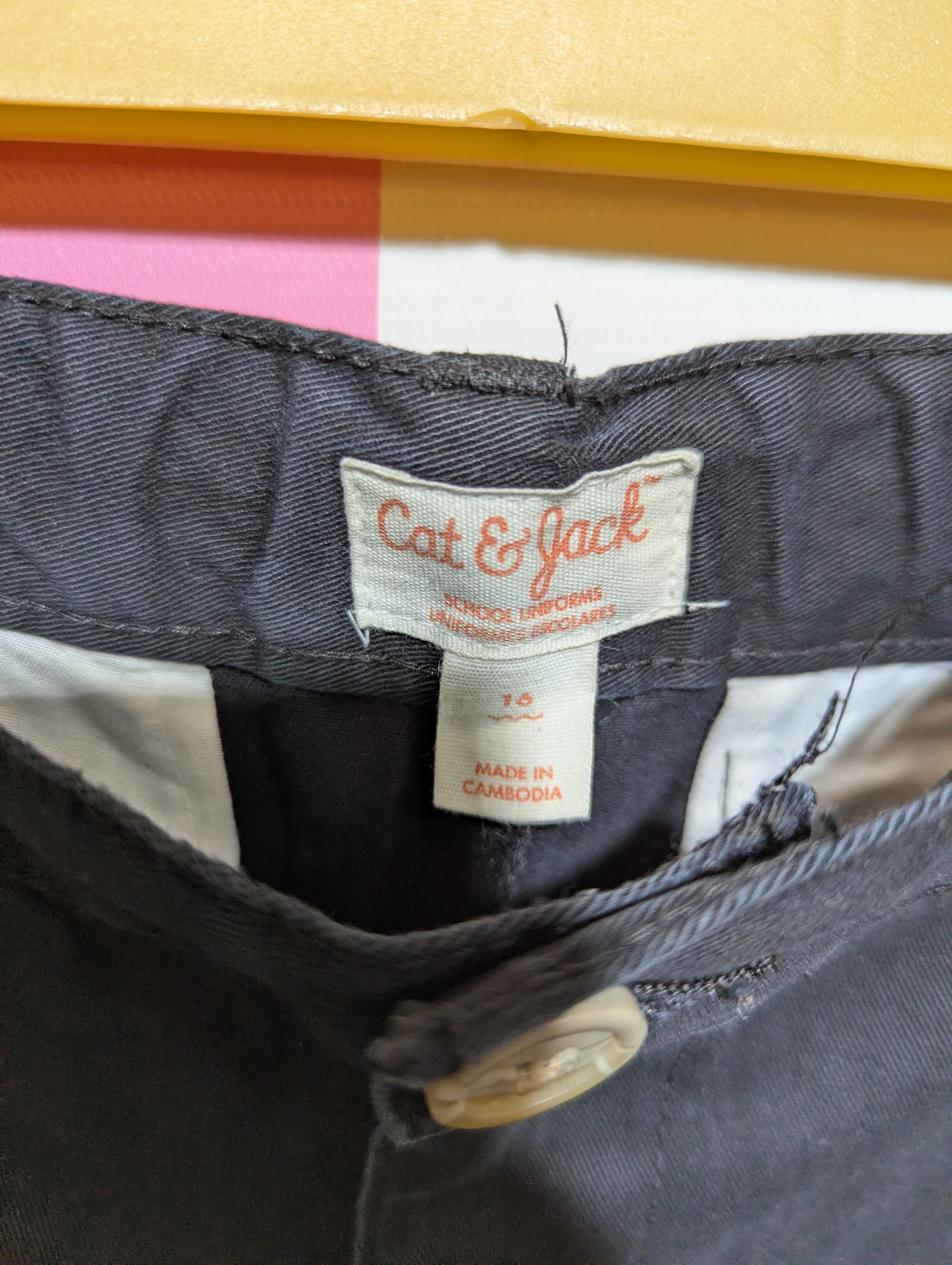 Cat & Jack Boys Classic Black School Uniform Chino Pants - Size 16 (Estimated Age 14-16) AB1