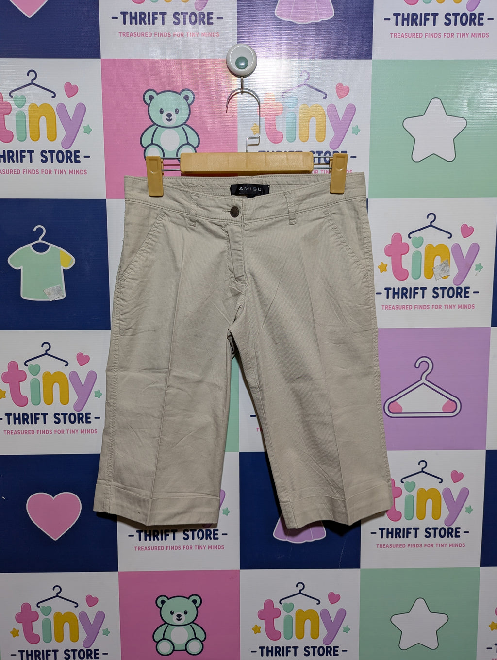 AMISU Girls Casual Beige Knee-Length Shorts - Size 34 (Estimated Age 14-16) AB1