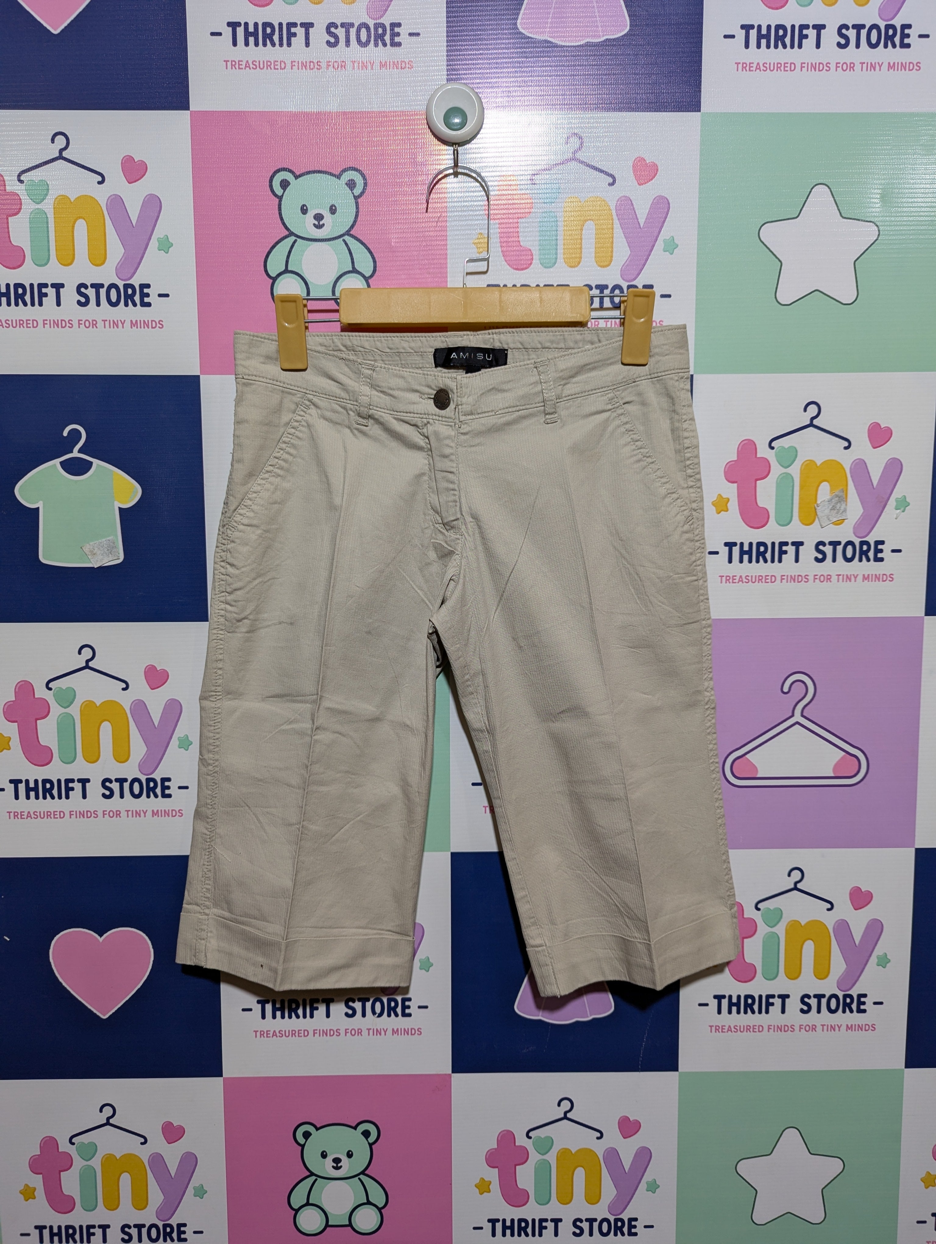 AMISU Girls Casual Beige Knee-Length Shorts - Size 34 (Estimated Age 14-16) AB1