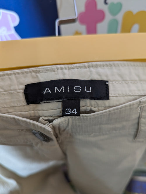 AMISU Girls Casual Beige Knee-Length Shorts - Size 34 (Estimated Age 14-16) AB1