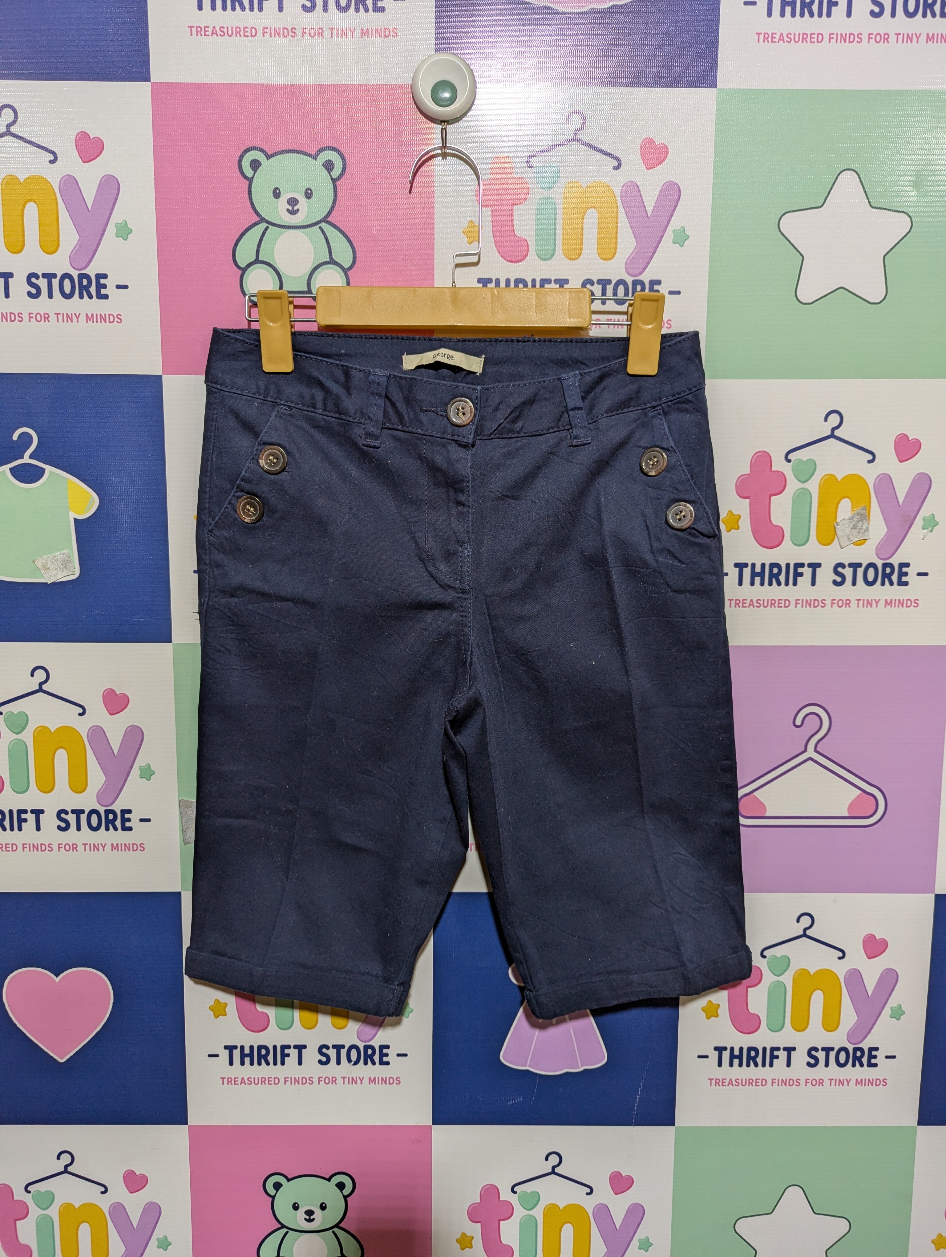George Girls Classic Navy Tailored Shorts - Size UK 8 (EUR 36) (Estimated Age 12-14 Years) AB1