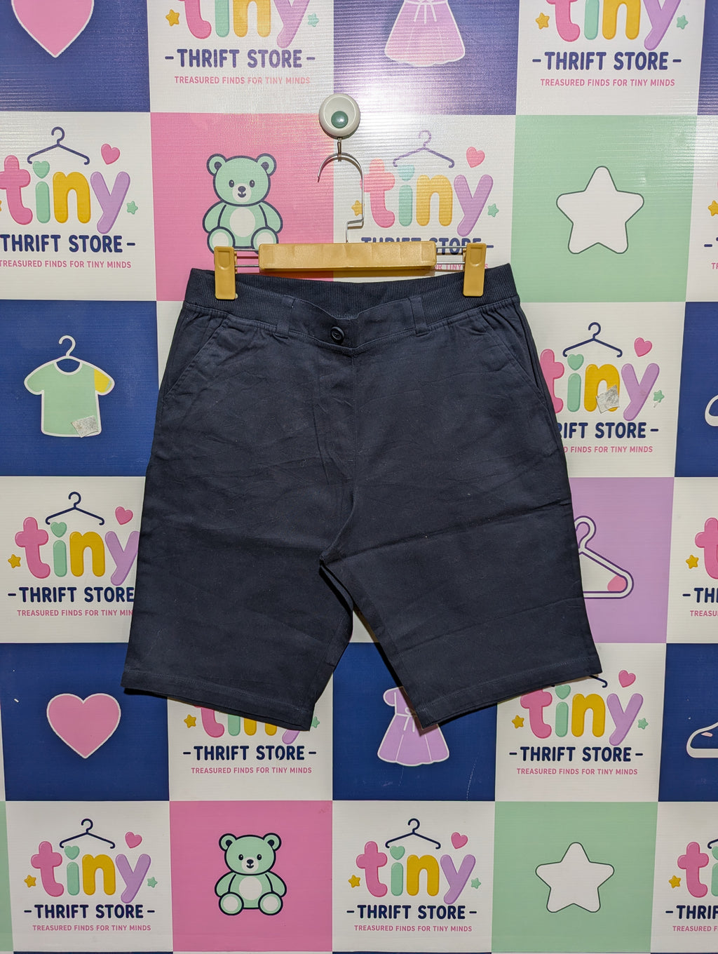 IZOD Boys Navy Blue School Uniform Chino Shorts - Size 16.5 Plus (Estimated Age 14-16) AB1