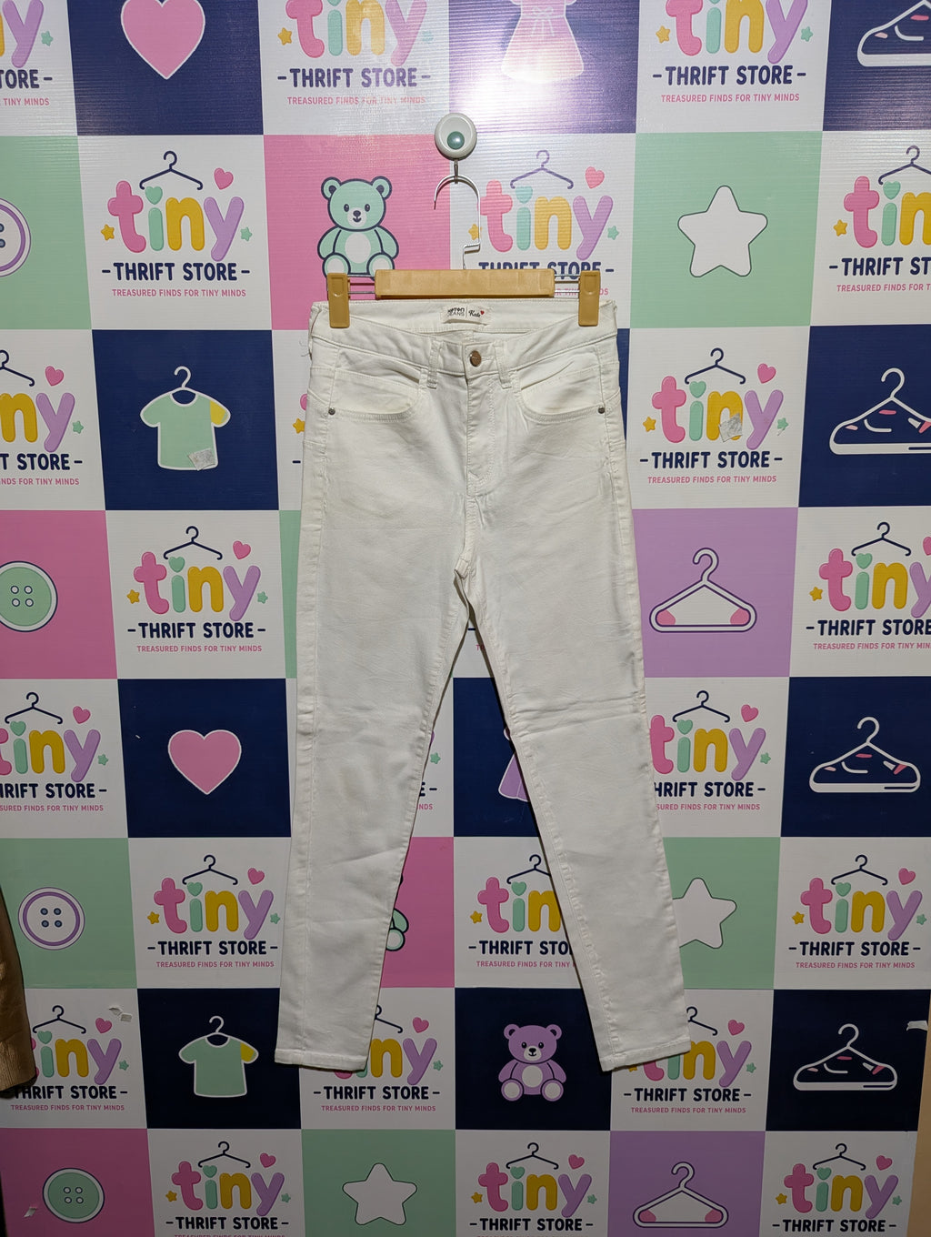 Koton Jeans Girls/Teen White "Kate" Slim-Fit Denim Pants - Size Estimated Age 14-15 Years AB1