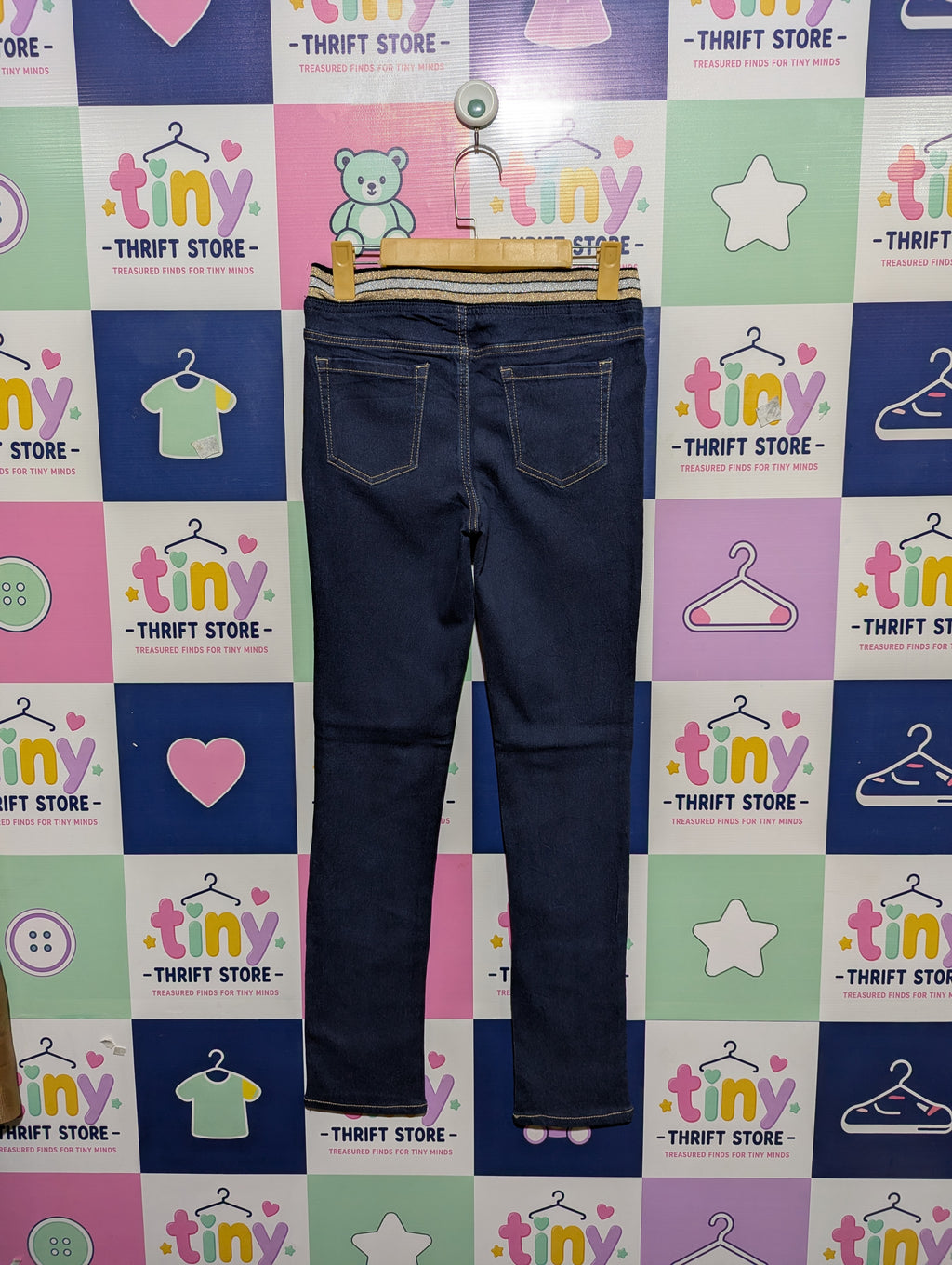 Wonder Nation Girls Dark Wash Sequined Denim Pants - Size XL Estimated Age 14-16 Years AB1