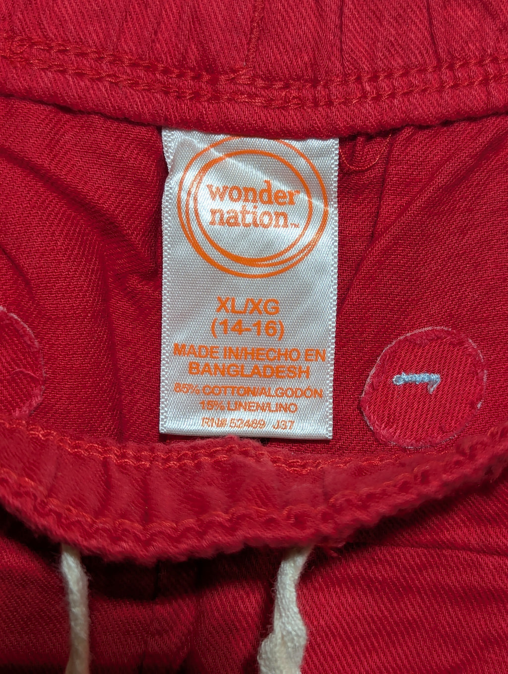 Wonder Nation Girls Red Casual Drawstring Shorts - Size XL Estimated Age 14-16 Years AB1
