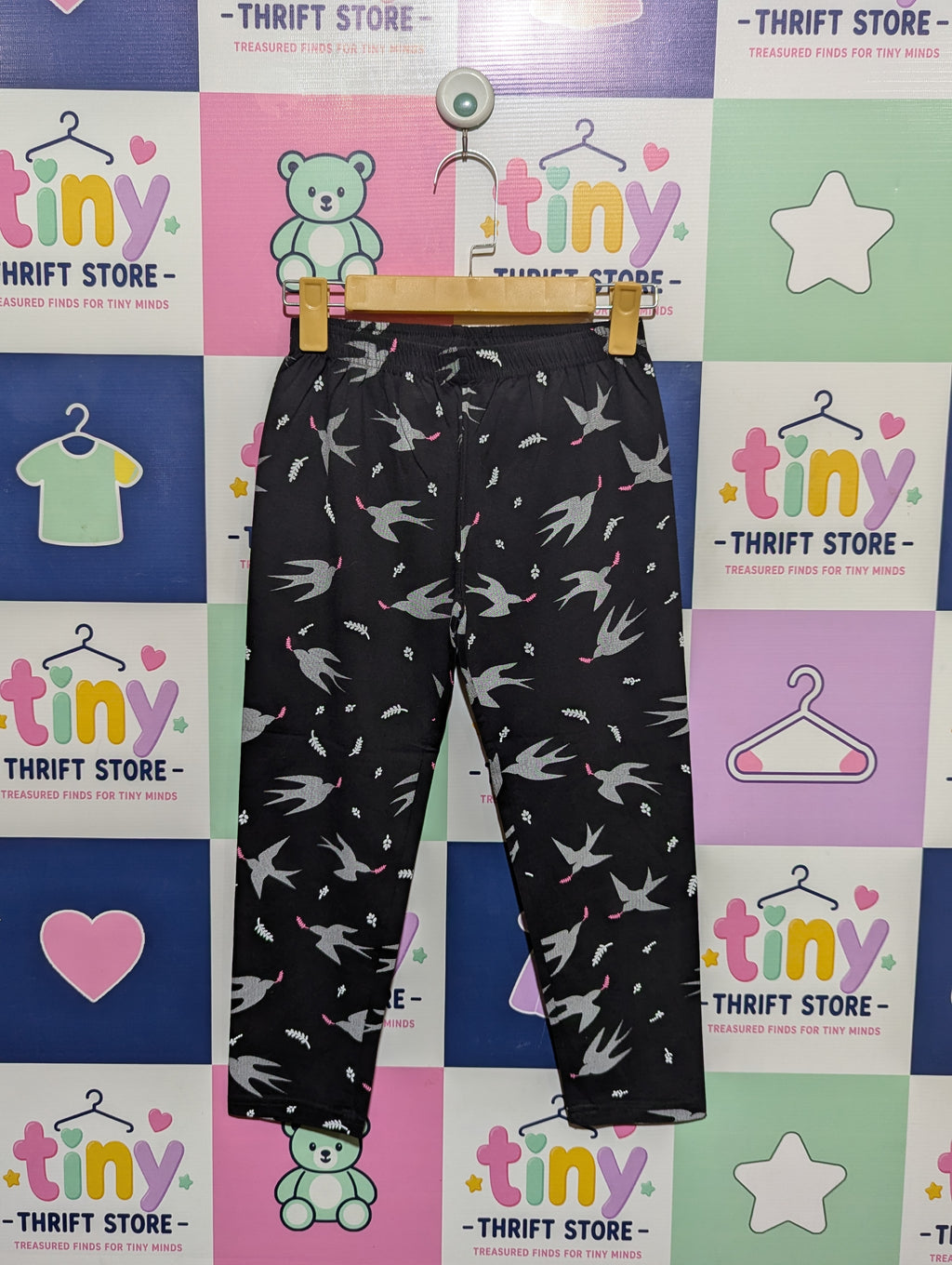 Doreme Girls Black Bird Print Casual Leggings - Size 164CM Estimated Age 14-16 Years AB1