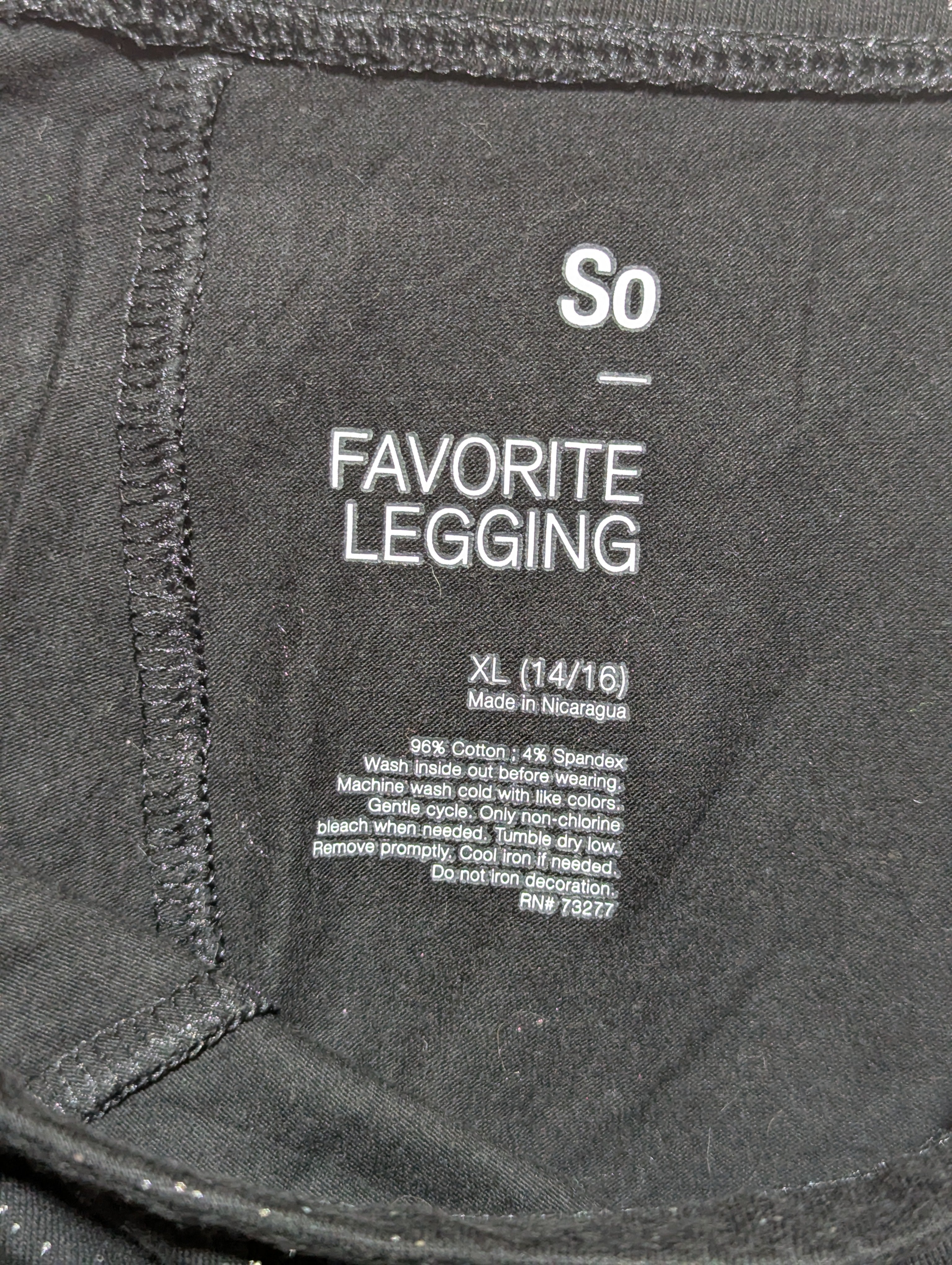 So Girls Black Sparkle "Favorite Legging" - Size XL Estimated Age 14-16 Years AB1