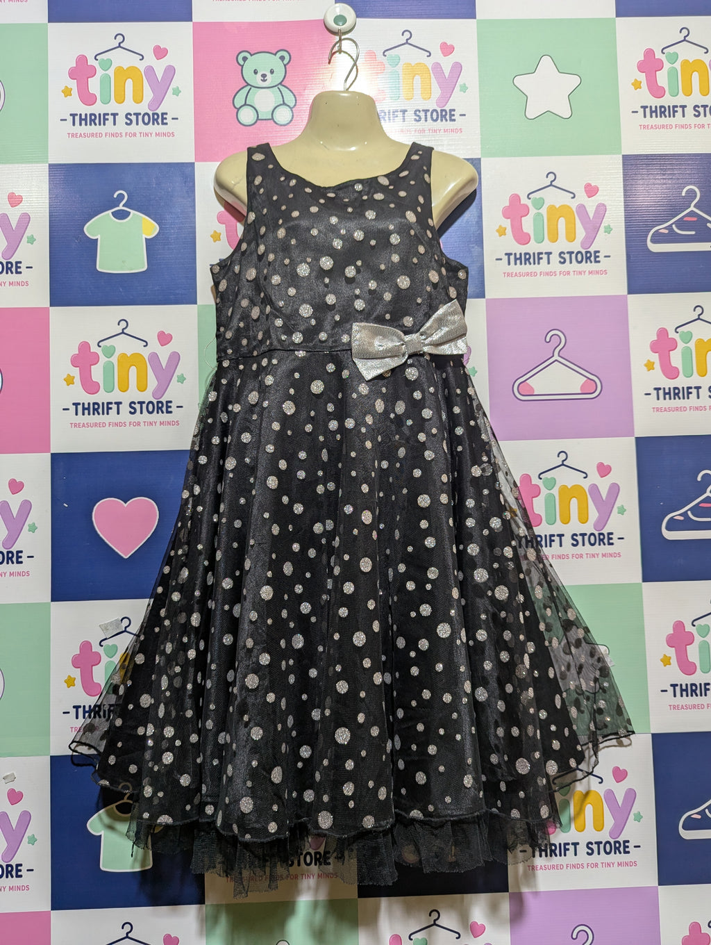 Jenny & Me Girls Black Sparkle Tulle Occasion Dress - Size 16 Estimated Age 14-16 Years AB1