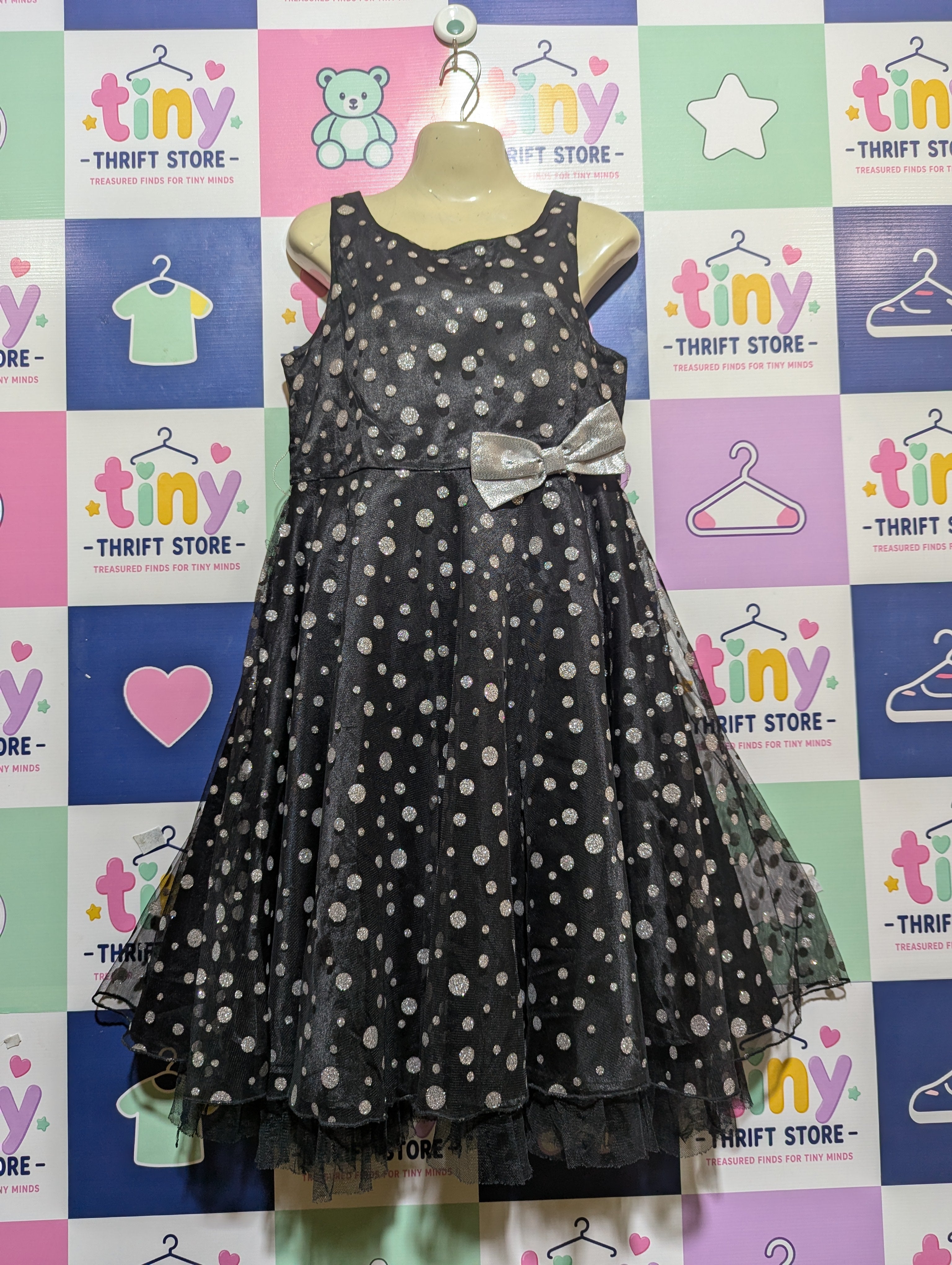 Jenny & Me Girls Black Sparkle Tulle Occasion Dress - Size 16 Estimated Age 14-16 Years AB1
