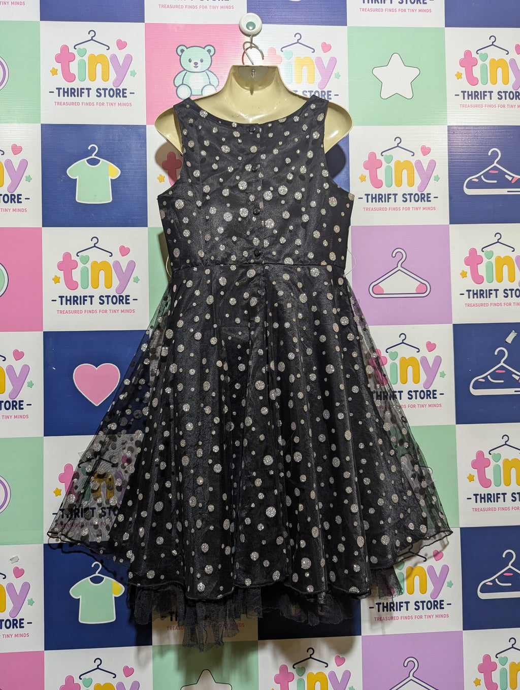 Jenny & Me Girls Black Sparkle Tulle Occasion Dress - Size 16 Estimated Age 14-16 Years AB1