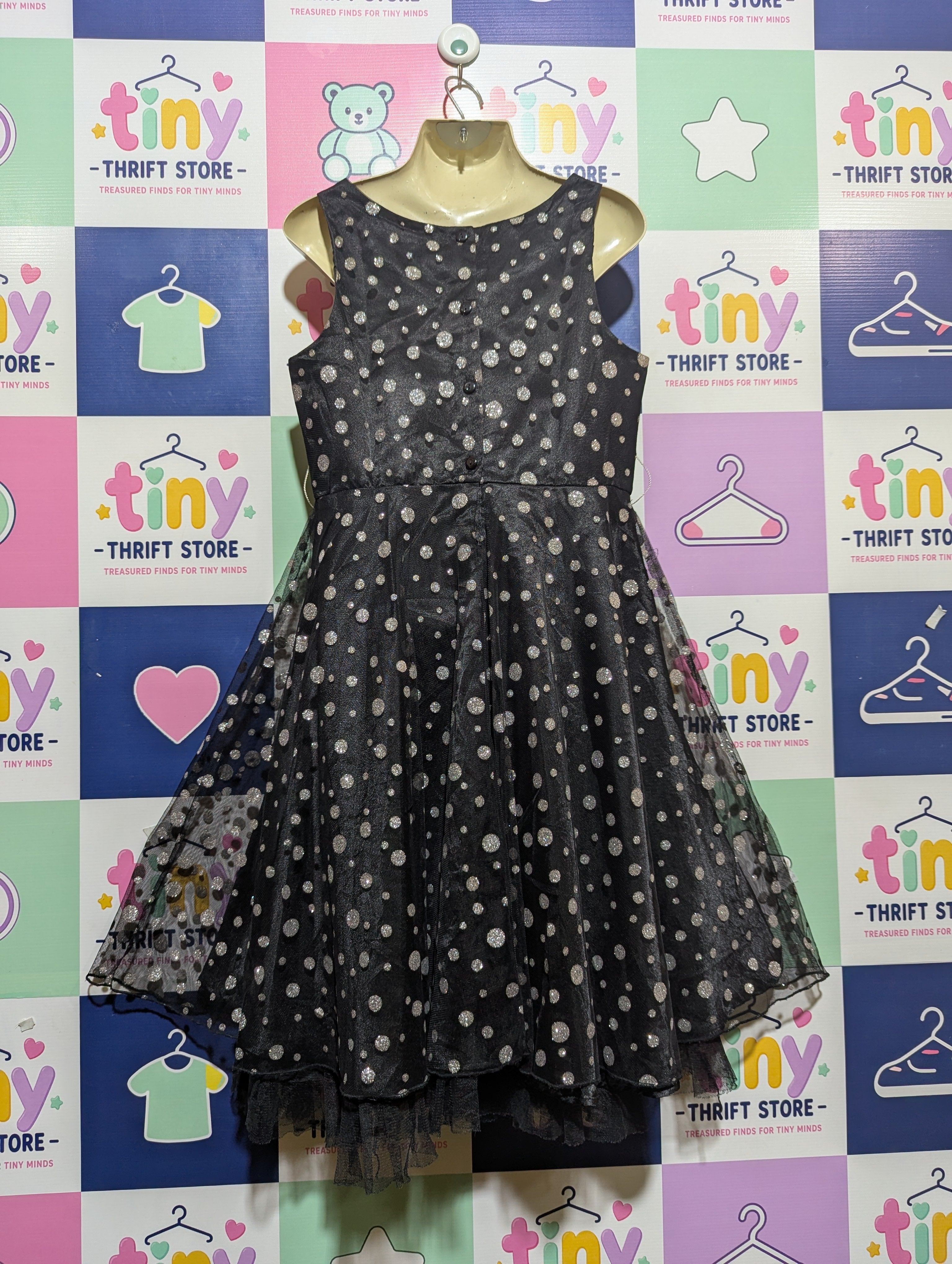 Jenny & Me Girls Black Sparkle Tulle Occasion Dress - Size 16 Estimated Age 14-16 Years AB1
