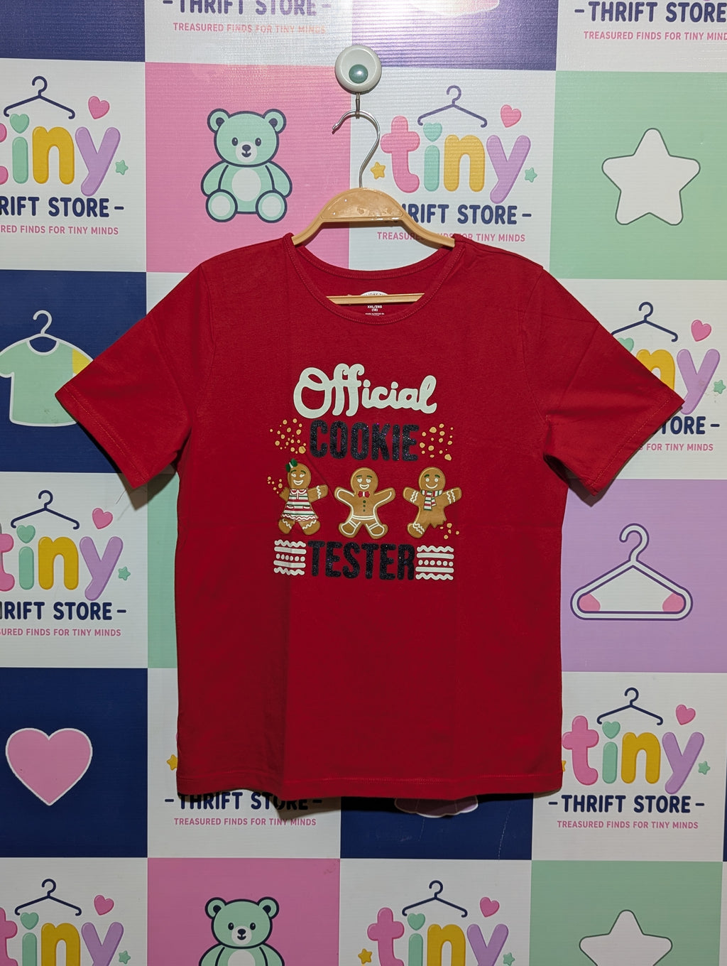 Holiday Time Girls Red "Official Cookie Tester" Graphic Tee - Size XXL Estimated Age -16 Years AB1