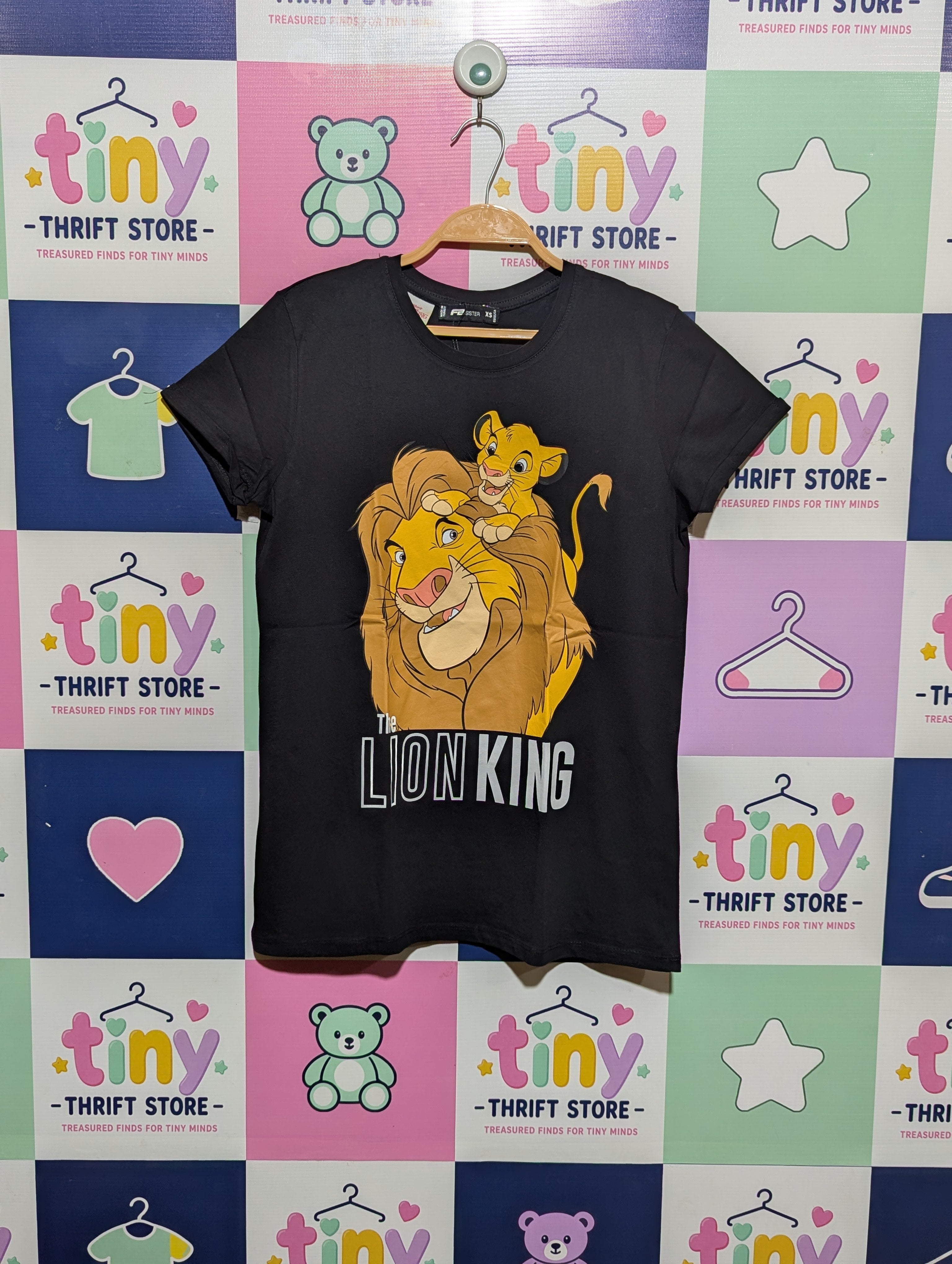 FB Sister Girls Black "The Lion King" Graphic Tee - Size XS Estimated Age 16 Years AB1