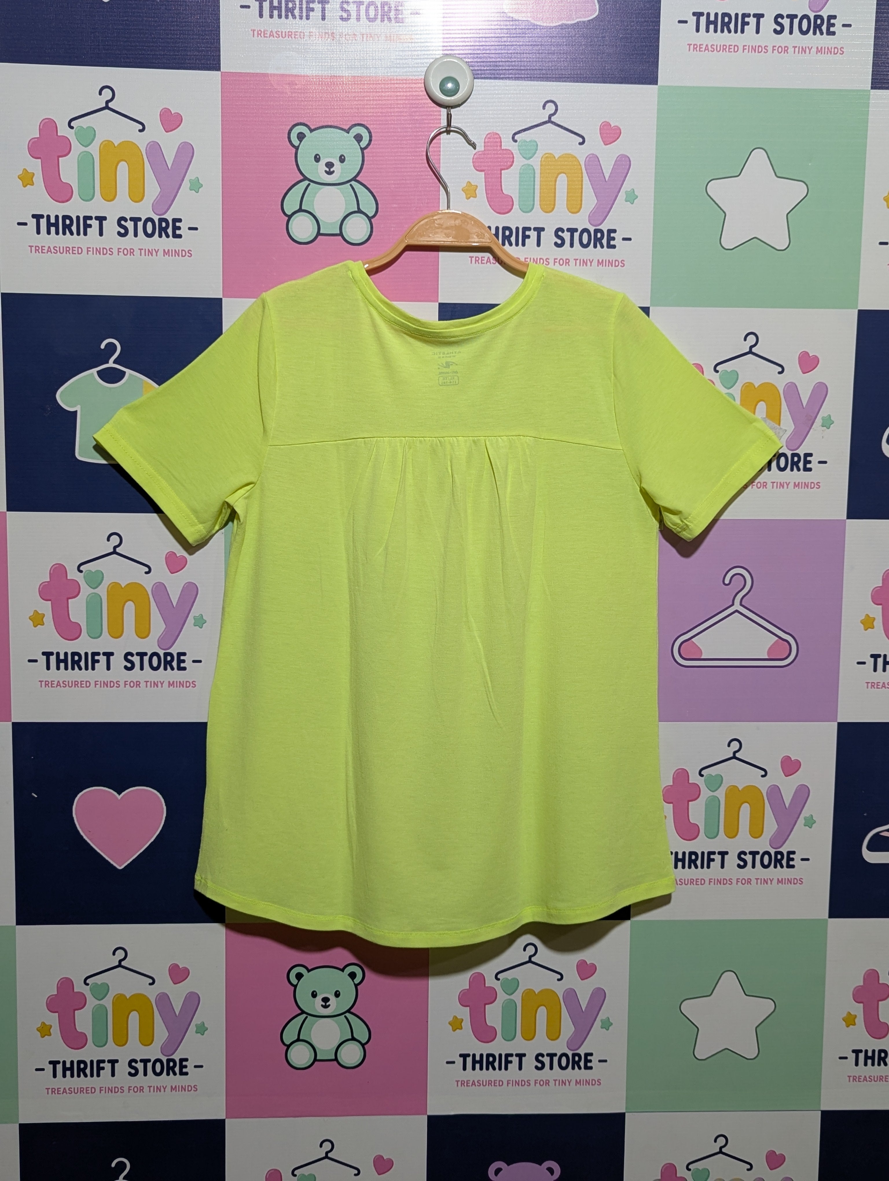 Athletic Works Girls Neon Yellow "Lightning Bolt" Graphic Tee - Size XL Estimated Age 14-16 Years AB1