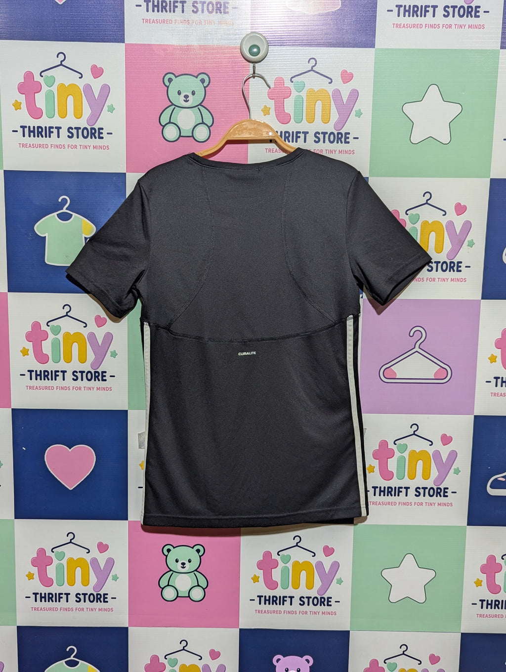 Adidas Girls Black/Grey Climalite Athletic Sport Tee - Size 15-16Y Estimated Age 14-16 Years AB1