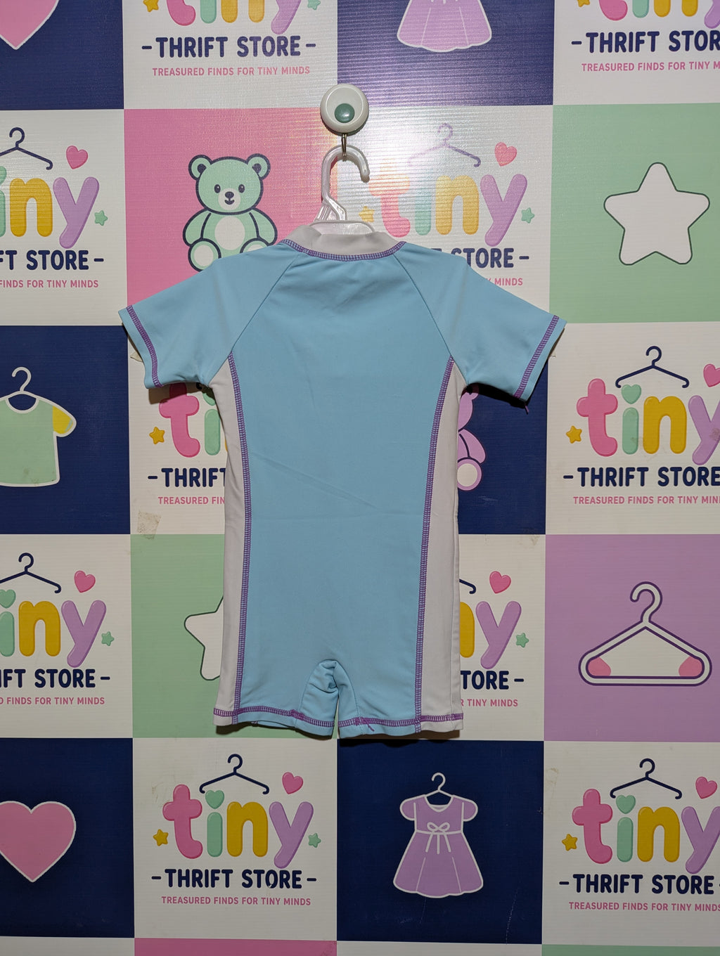 Bamse by Lindex Boys Light Blue "Cartoon Characters" One-Piece Swimsuit - Size Estimated Age 9-12 Months AB1