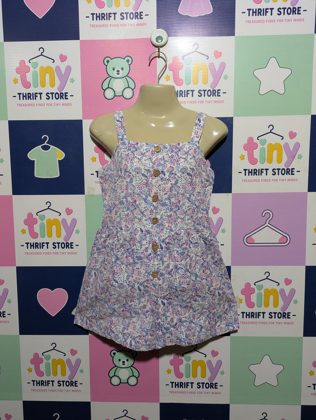 PNA Girls Floral Print Button-Down Jumpsuit - Size Estimated Age 12 Years AB2