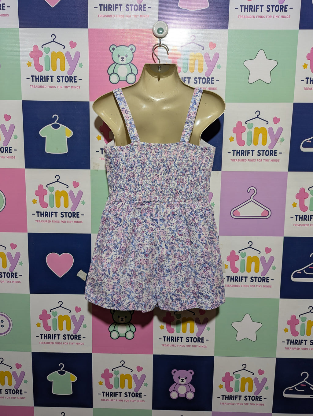 PNA Girls Floral Print Button-Down Jumpsuit - Size Estimated Age 12 Years AB2