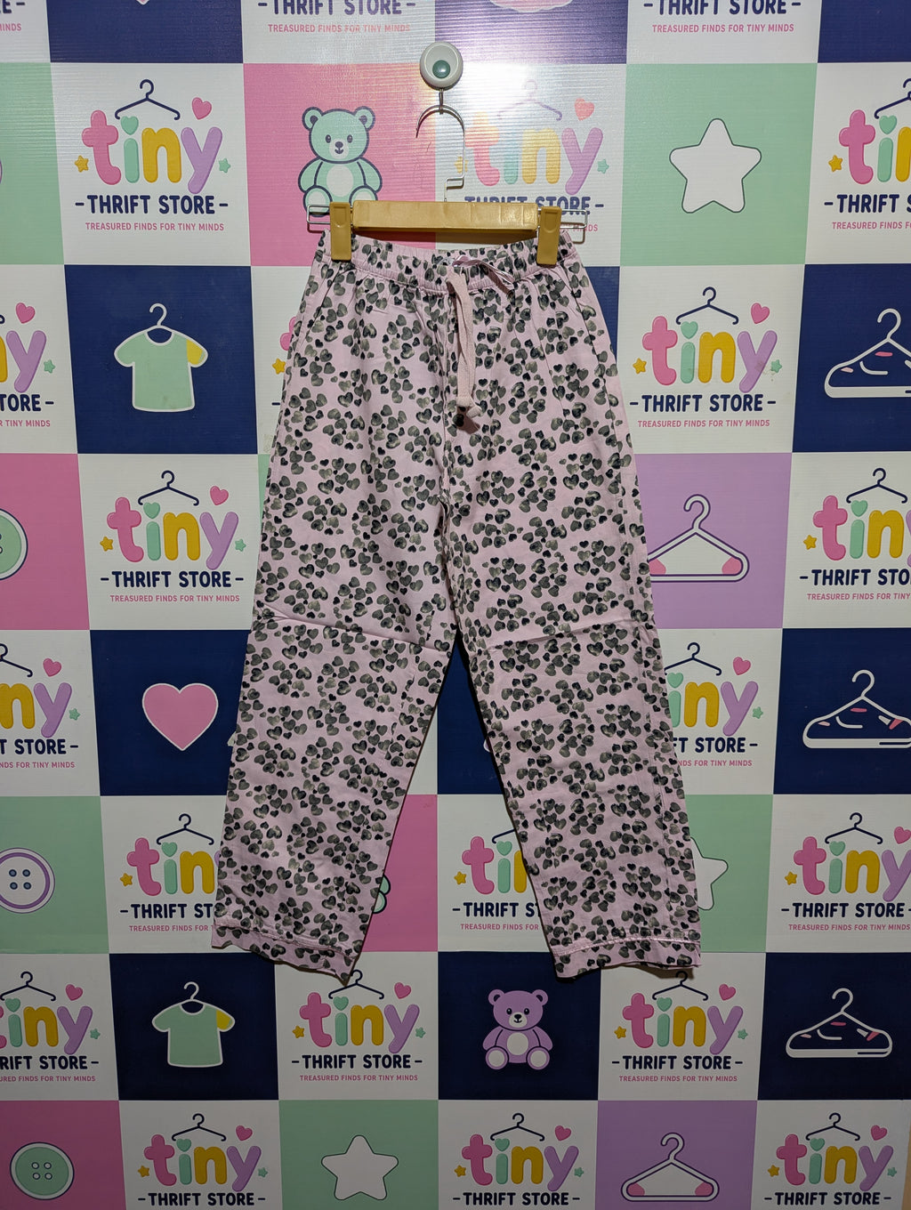 Junior by David Jones Girls Pink "Heart Print" Casual Trousers - Size Estimated Age 10 Years AB2