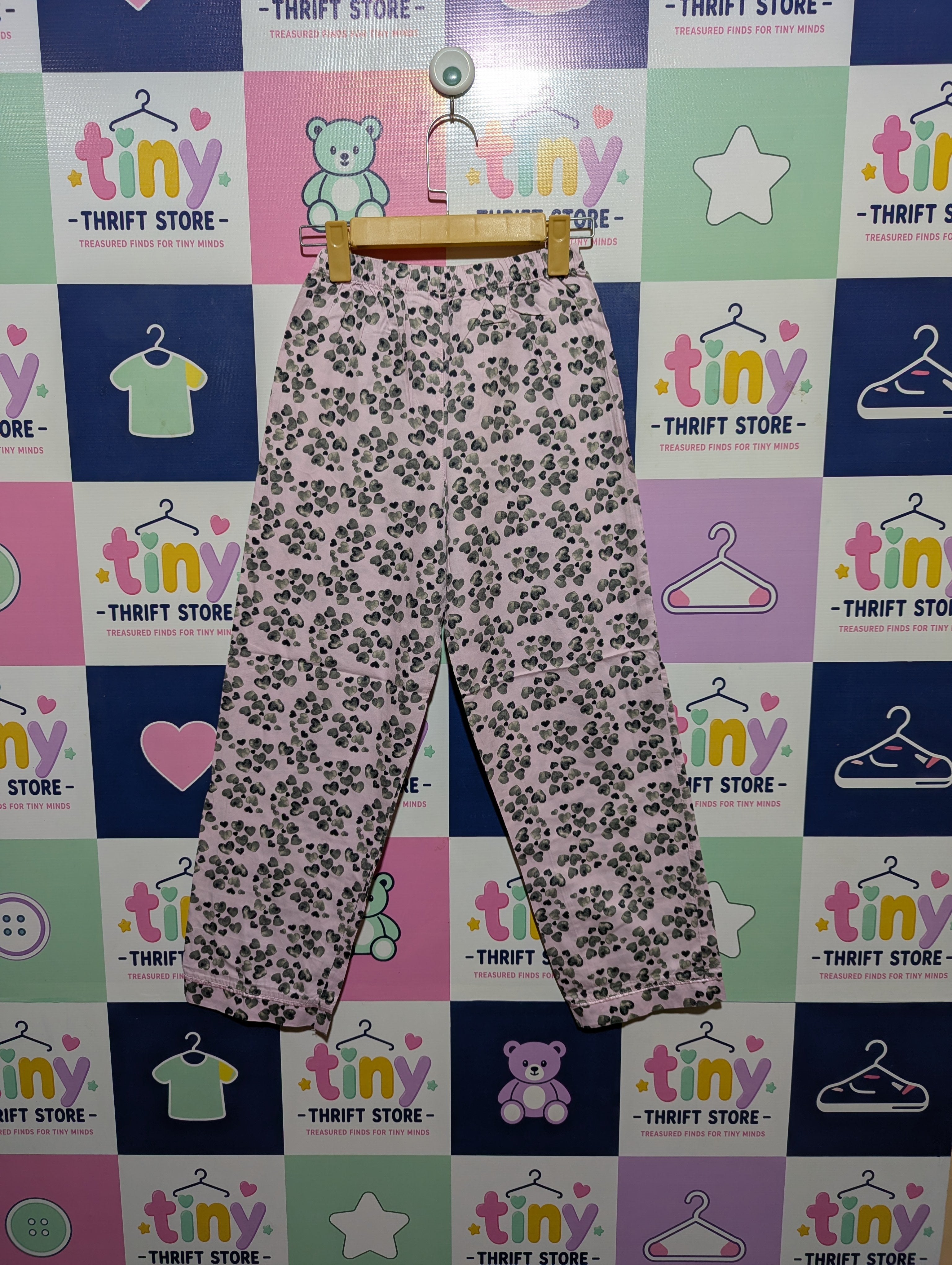 Junior by David Jones Girls Pink "Heart Print" Casual Trousers - Size Estimated Age 10 Years AB2