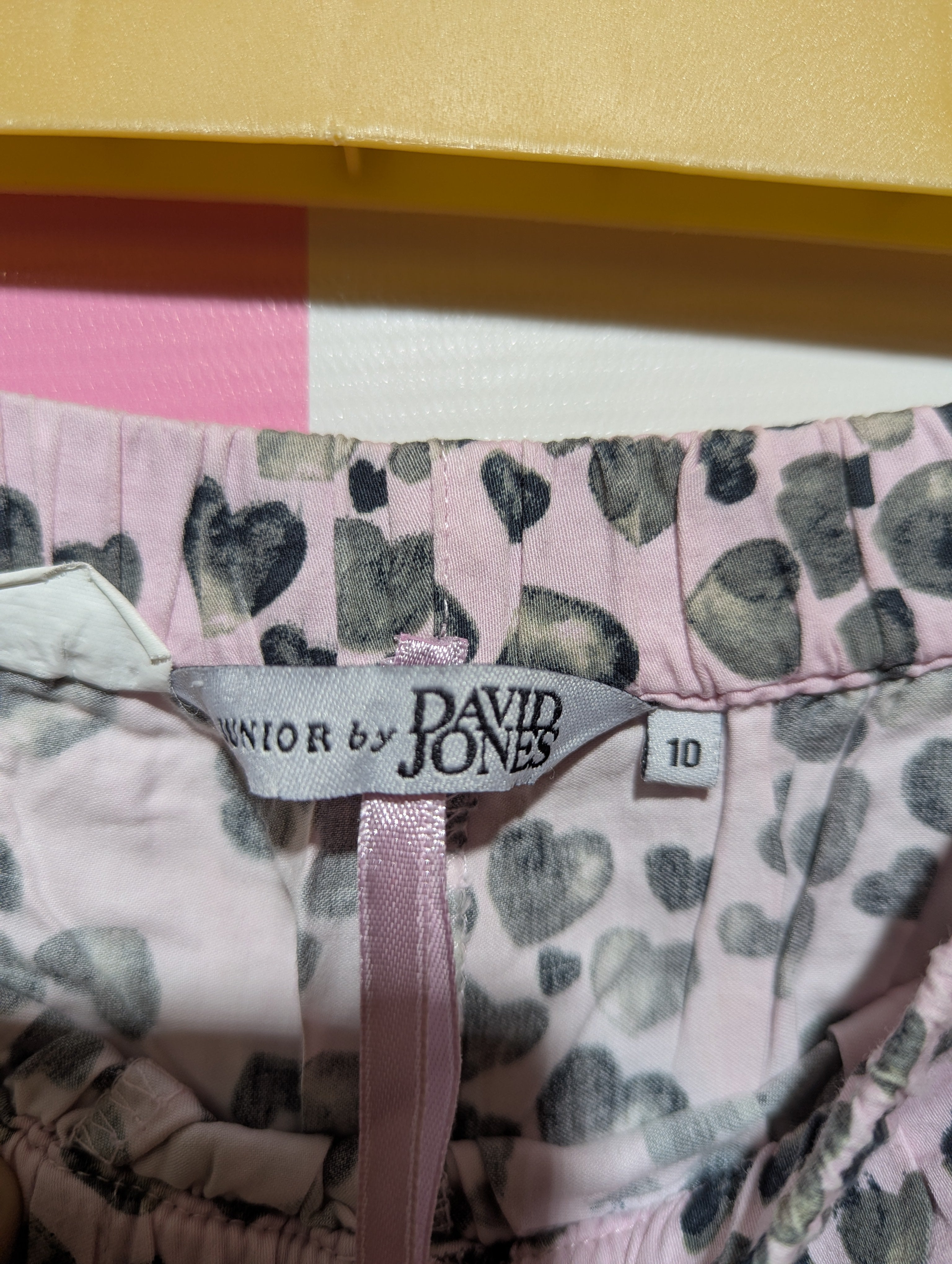 Junior by David Jones Girls Pink "Heart Print" Casual Trousers - Size Estimated Age 10 Years AB2