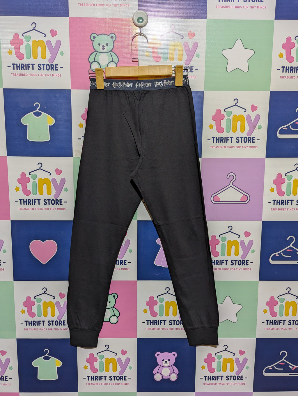 Harry Potter Girls Black "Hogwarts Crest" Jogger Pants - Size Estimated Age 11-12 Years AB2