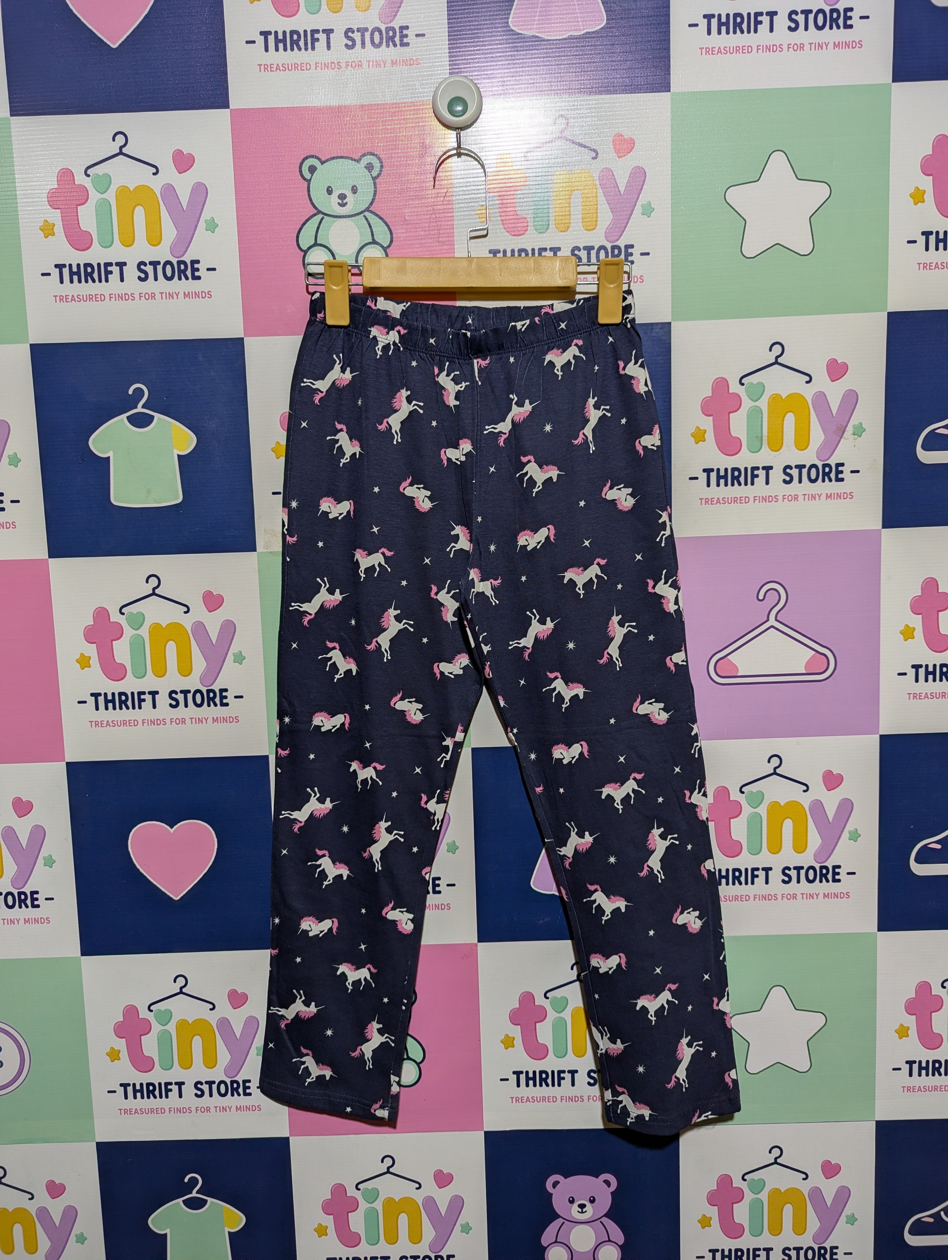 F&F Girls Navy Blue "Magical Unicorn" Printed Leggings - Size Estimated Age 11-12 Years AB2