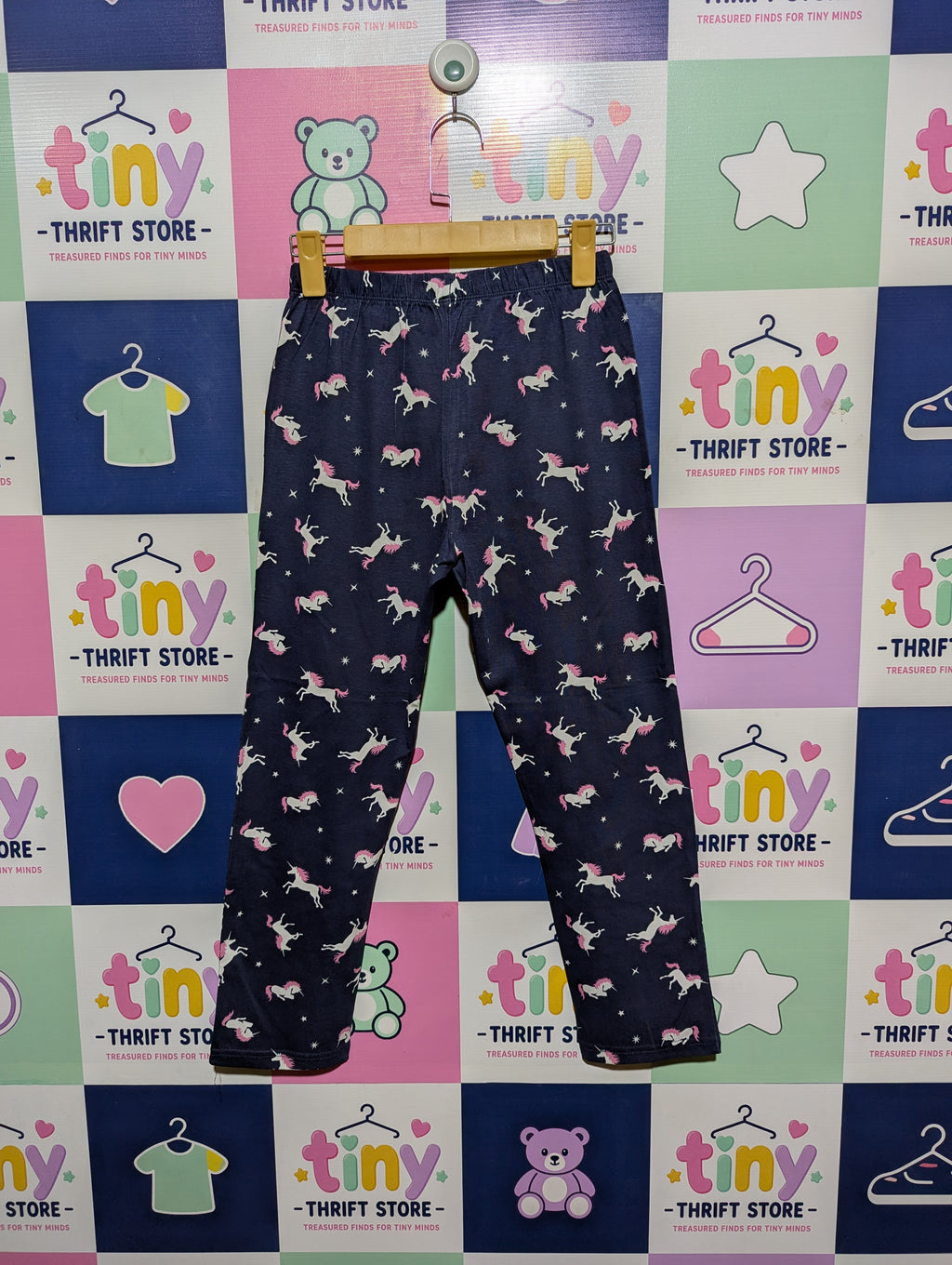 F&F Girls Navy Blue "Magical Unicorn" Printed Leggings - Size Estimated Age 11-12 Years AB2