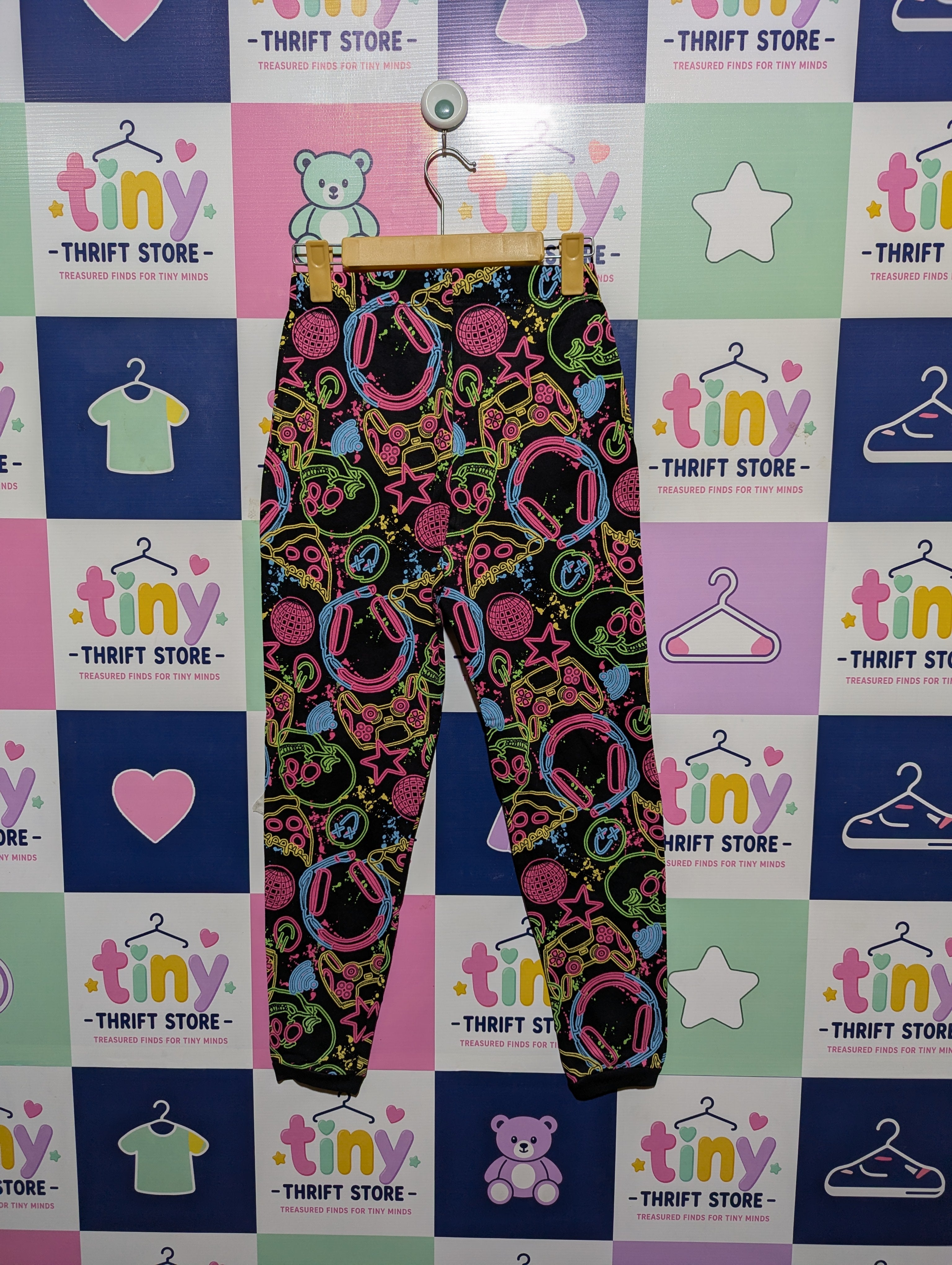 George Boys Black "Neon Gaming" Graphic Joggers - Size Estimated Age 10-11 Years AB2