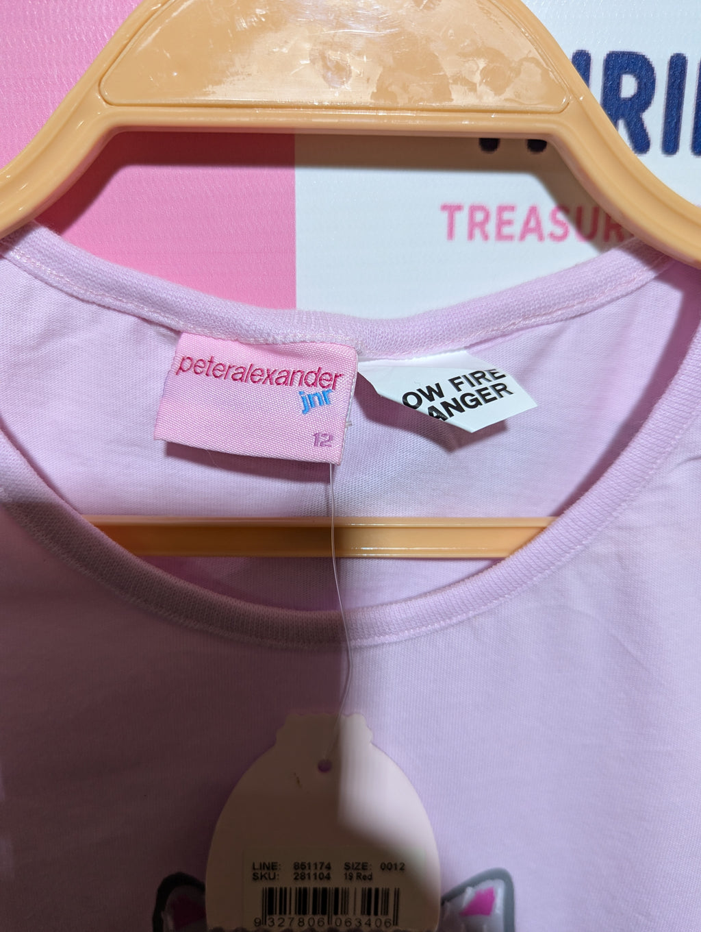 Peter Alexander Girls Pastel Pink "Cat Graphic" Short Sleeve Tee - Size Estimated Age 12 Years AB2
