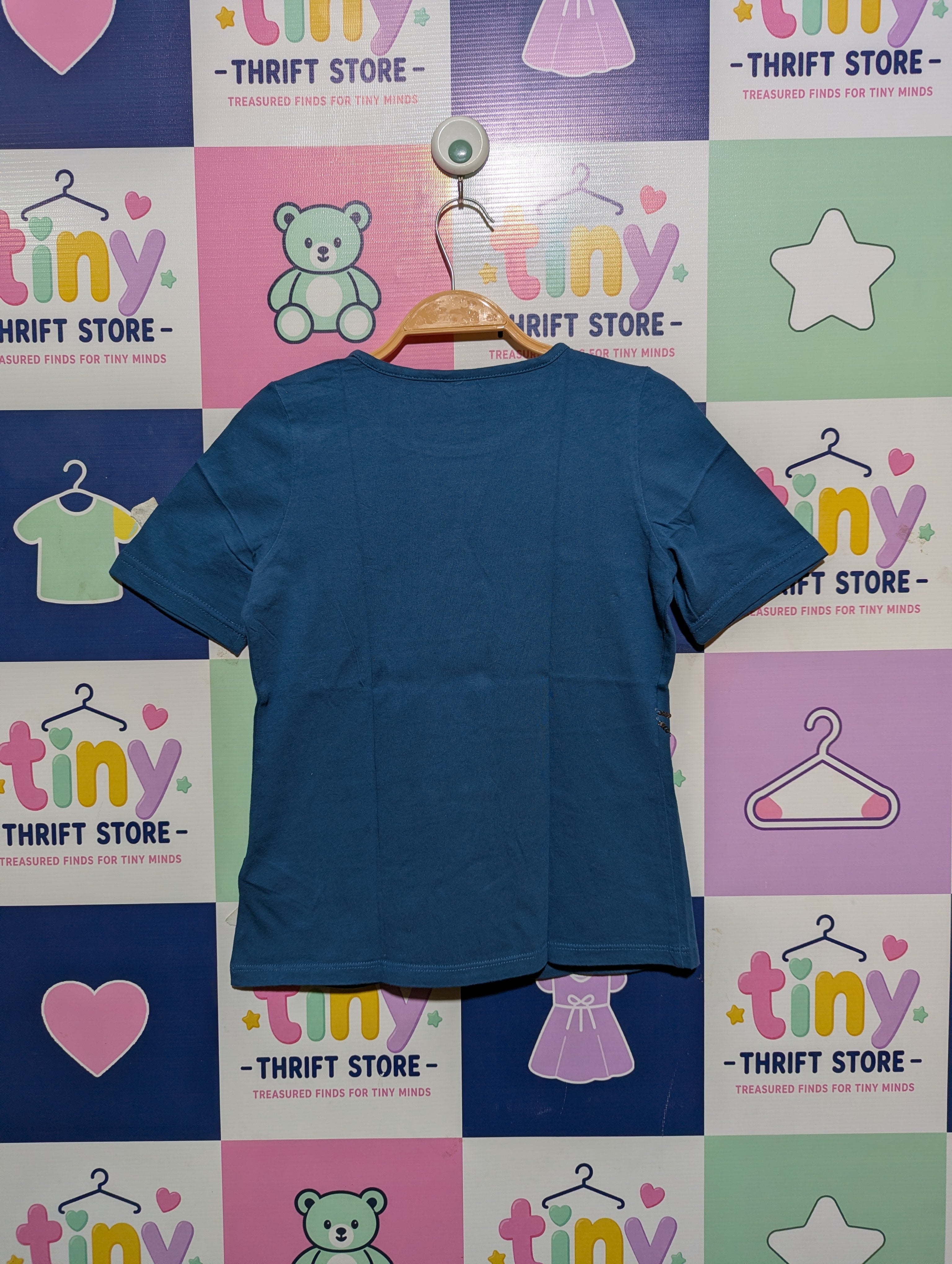 Monsoon Girls Blue "Sequin Gift" Holiday Graphic Tee - Size Estimated Age 11-12 Years AB2