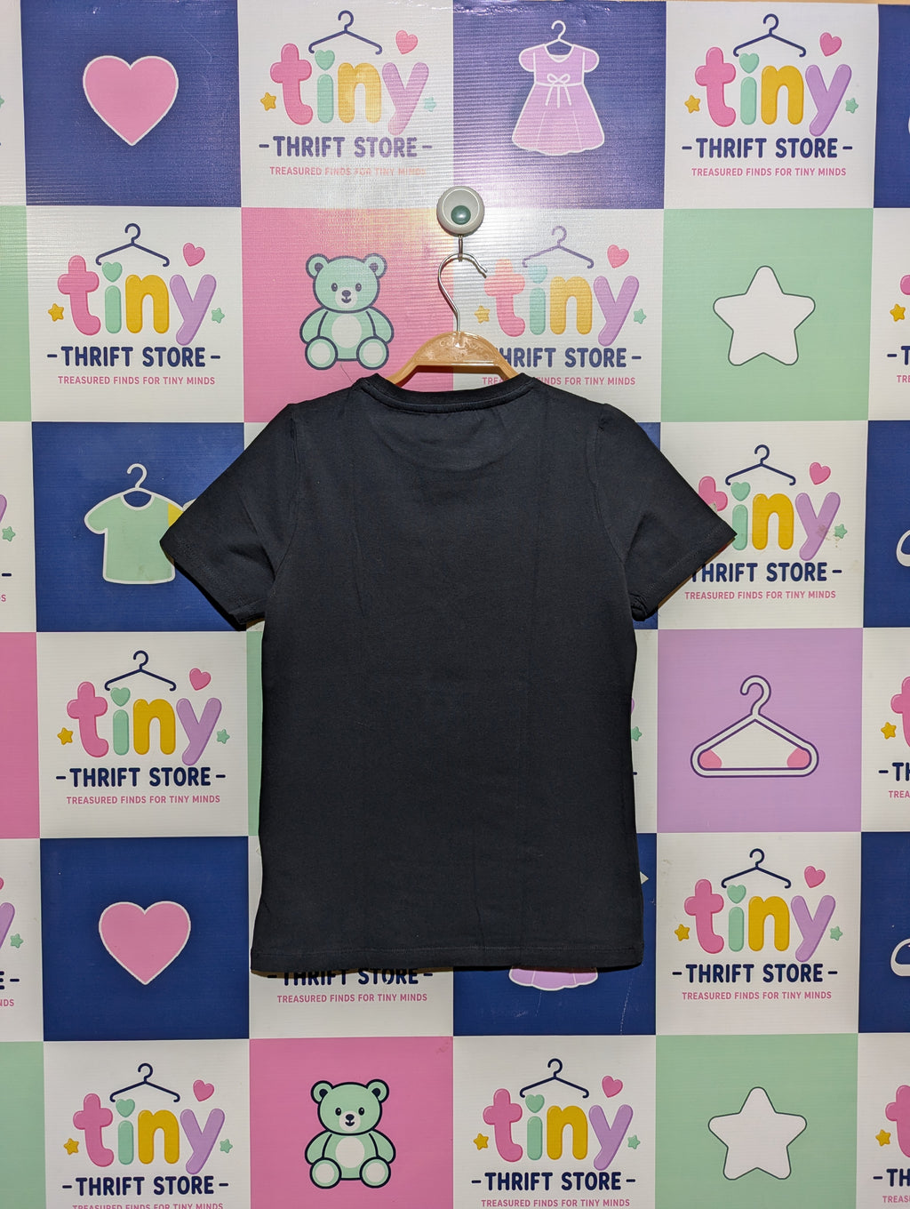 Name It Girls Black "Heart Hands" Graphic Tee - Size Estimated Age 11-12 Years AB2