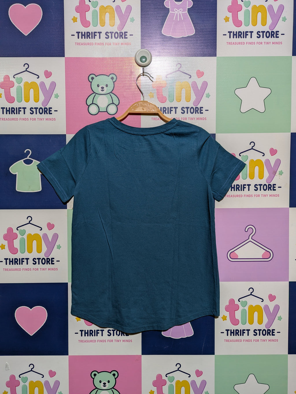 Cat & Jack Girls Teal "Shine Bright" Graphic Tee - Size Estimated Age 10-12 Years AB2
