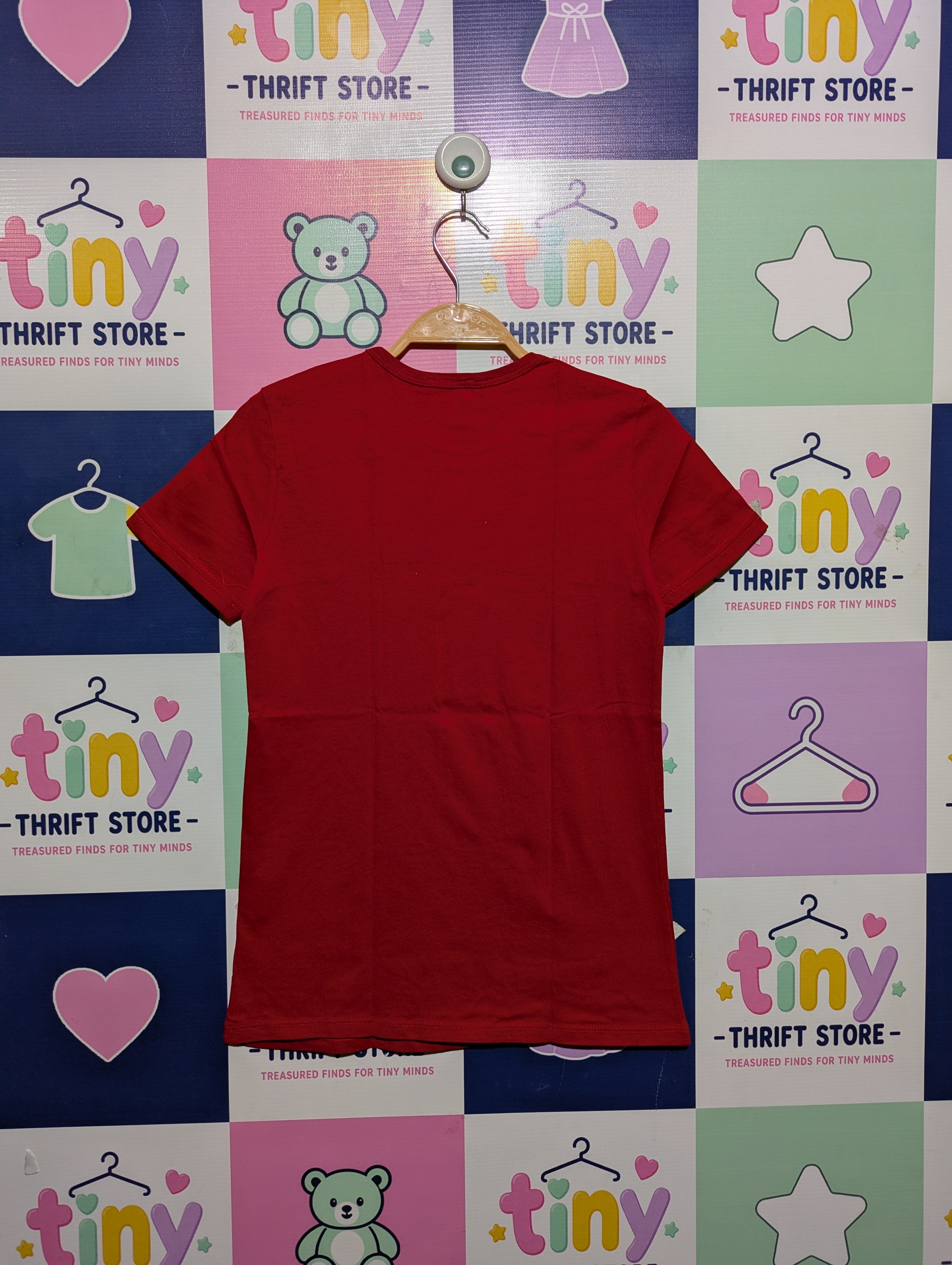 United Colors of Benetton Girls Red "CHIC" Graphic Tee - Size Estimated Age 10-11 Years AB2