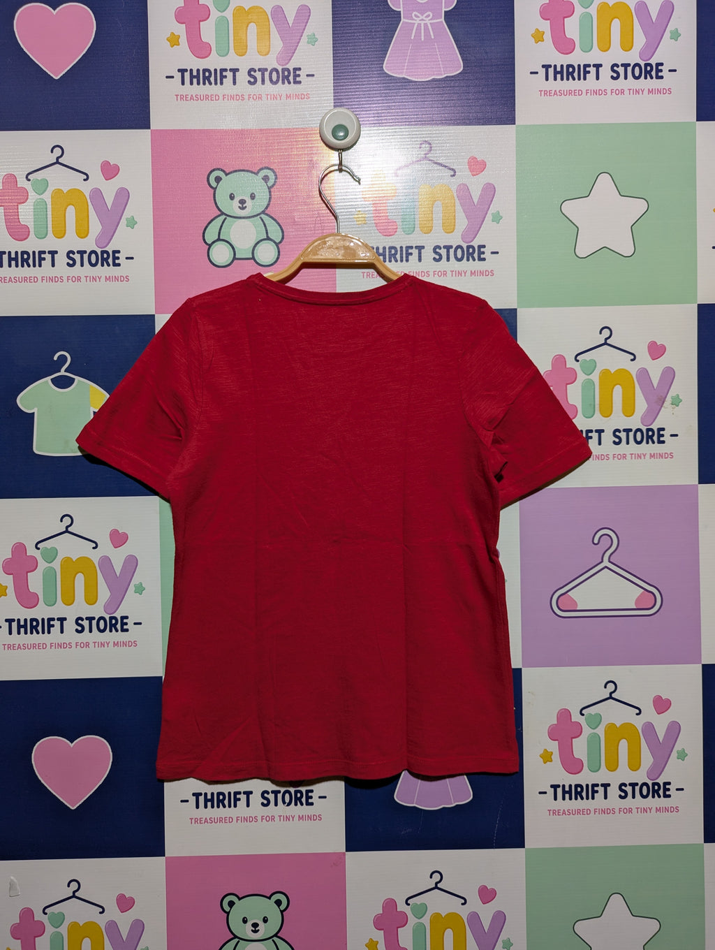 F&F Girls Red "Christmas Wish List" Graphic Tee - Size Estimated Age 10-11 Years AB2