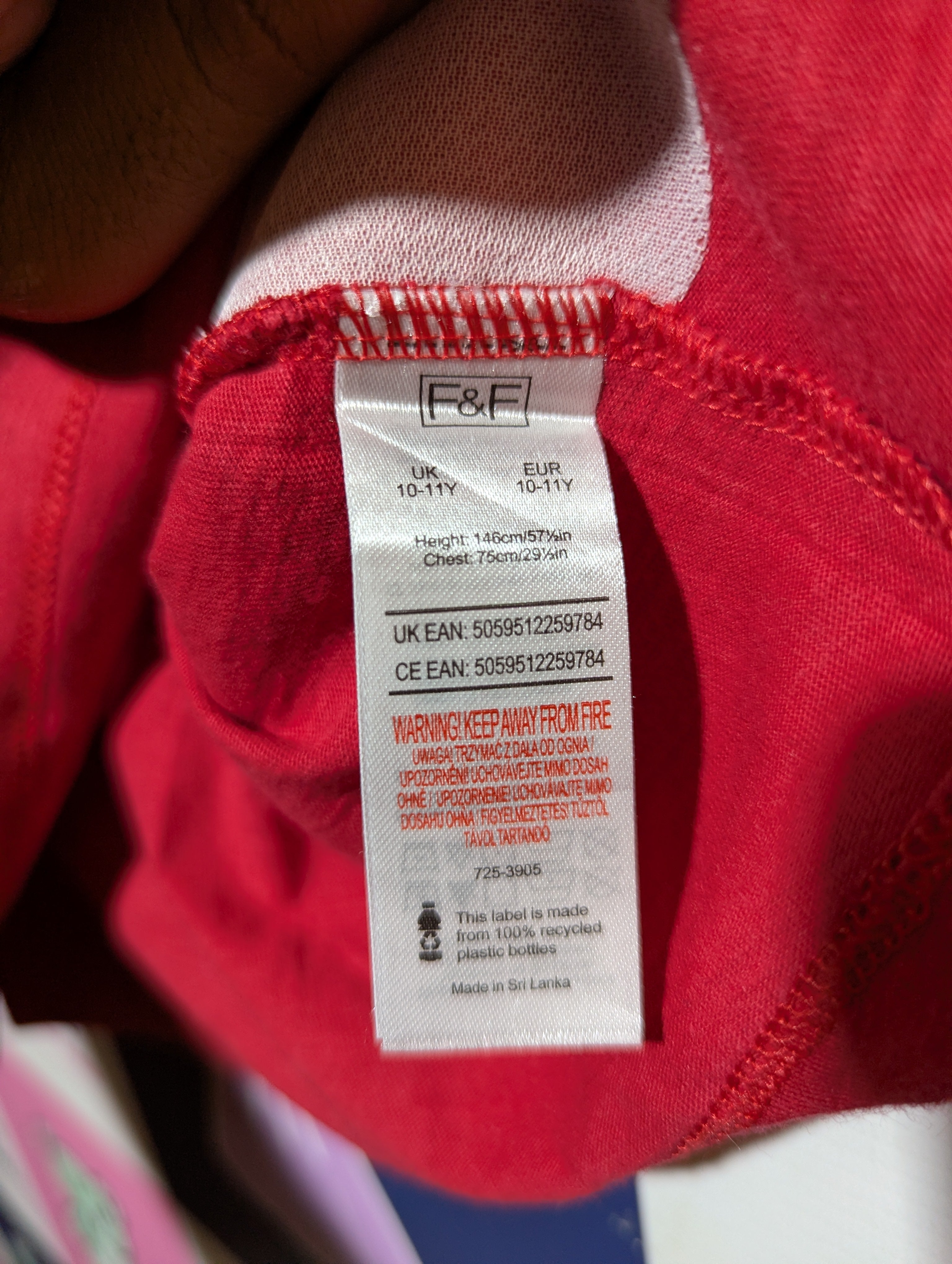F&F Girls Red "Christmas Wish List" Graphic Tee - Size Estimated Age 10-11 Years AB2