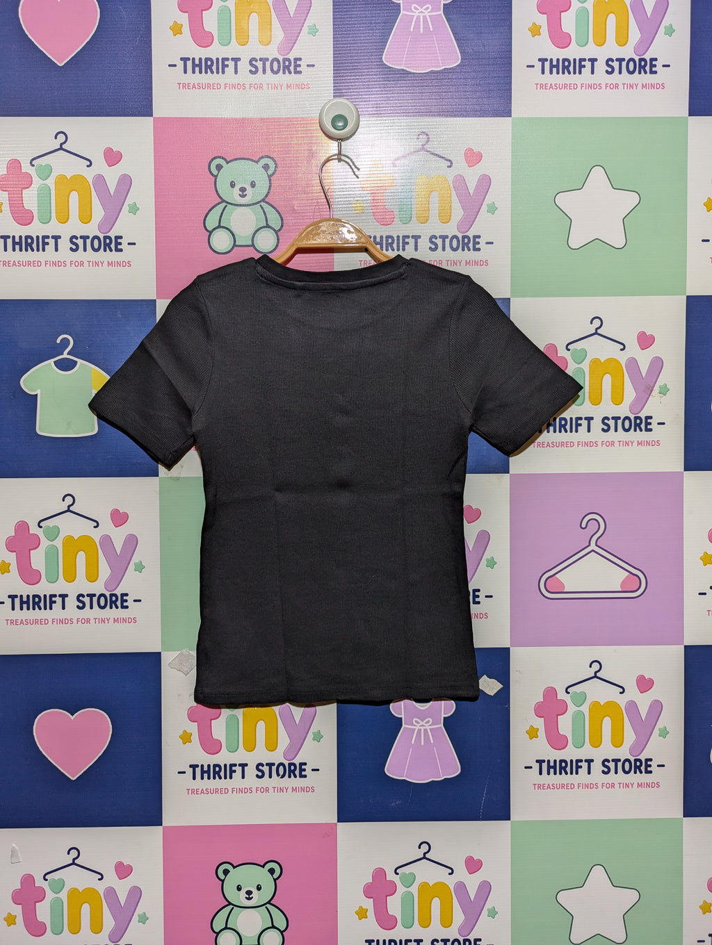 Next Girls Charcoal Grey Ribbed Short-Sleeve Tee - Size Estimated Age 10 Years AB2